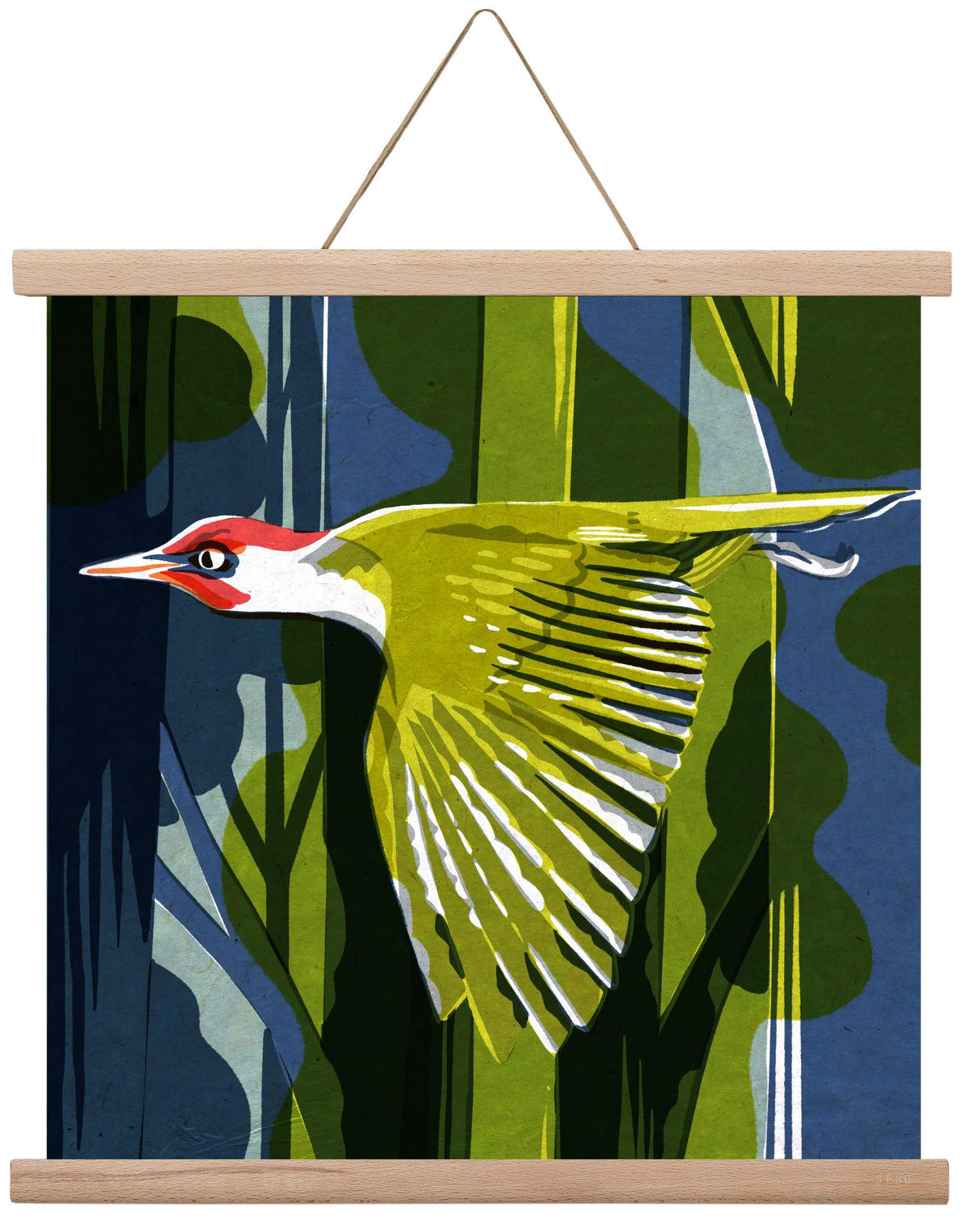 Zöld harkály, 40x40 cm (40x40 cm), Tölgy akasztó