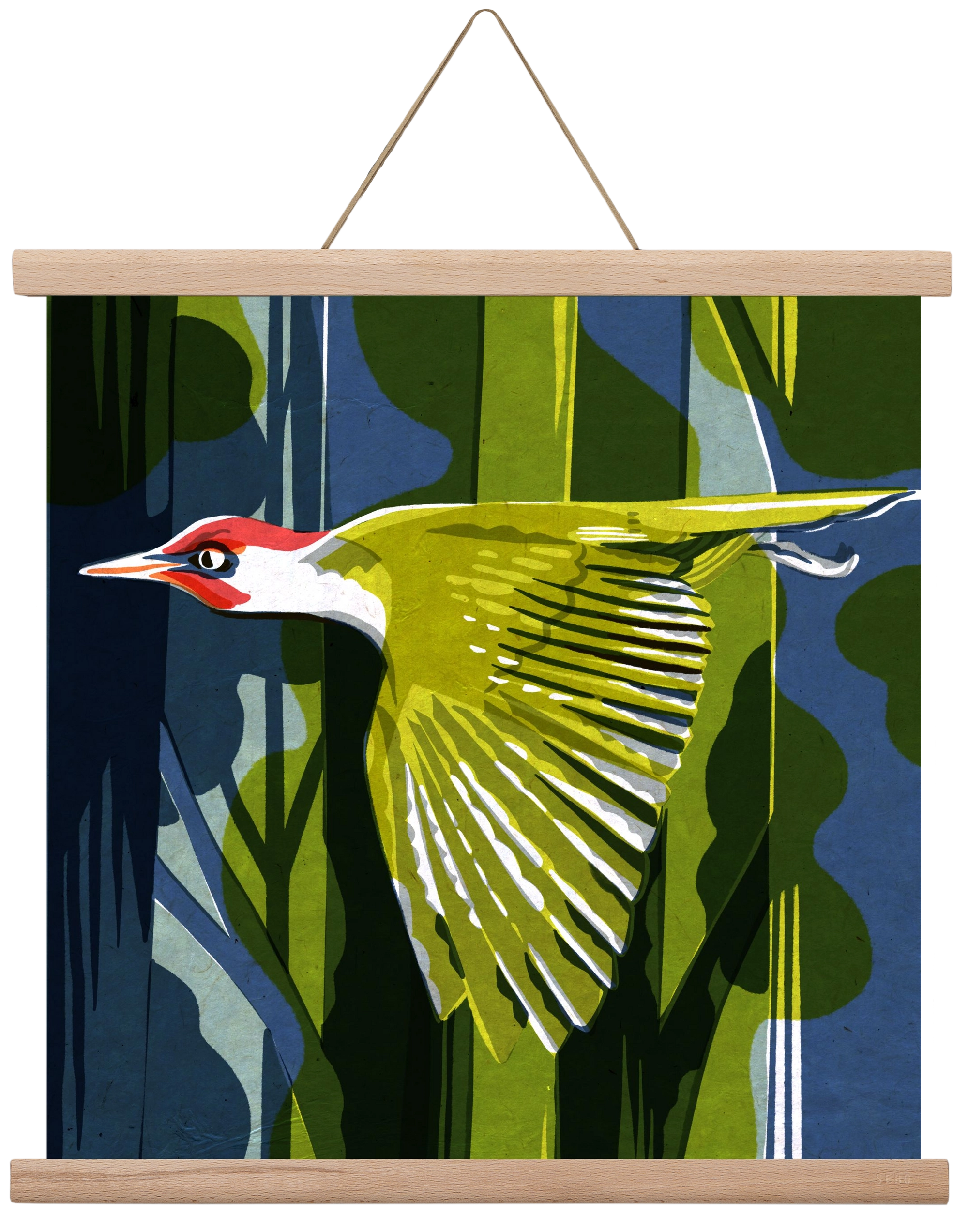 Zöld harkály, 40x40 cm (40x40 cm), Tölgy akasztó