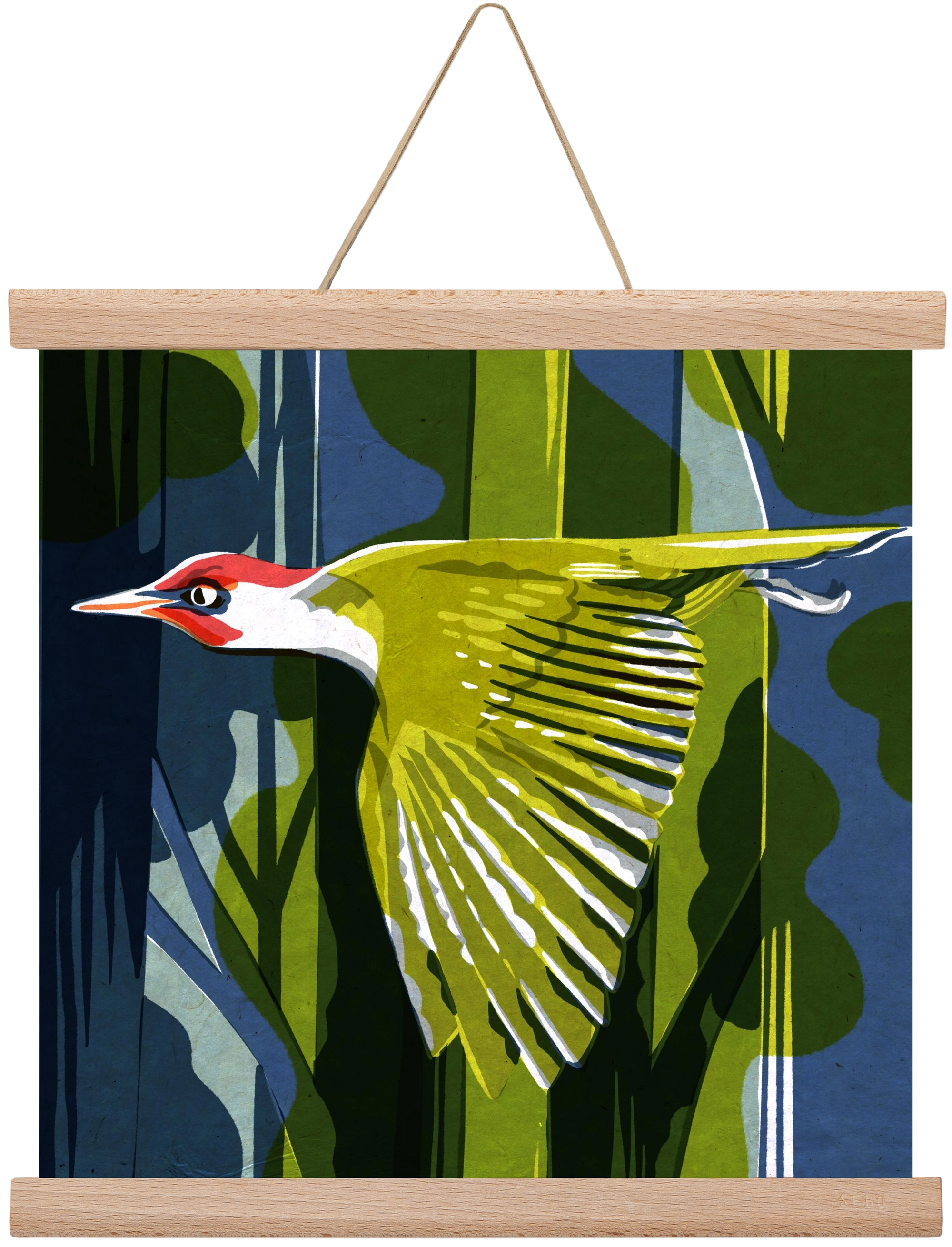 Zöld harkály, 30x30 cm (30x30 cm), Tölgy akasztó