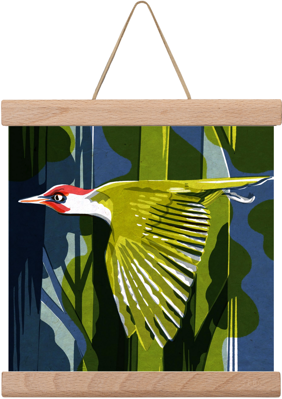 Zöld harkály, 20x20 cm (20x20 cm), Tölgy akasztó
