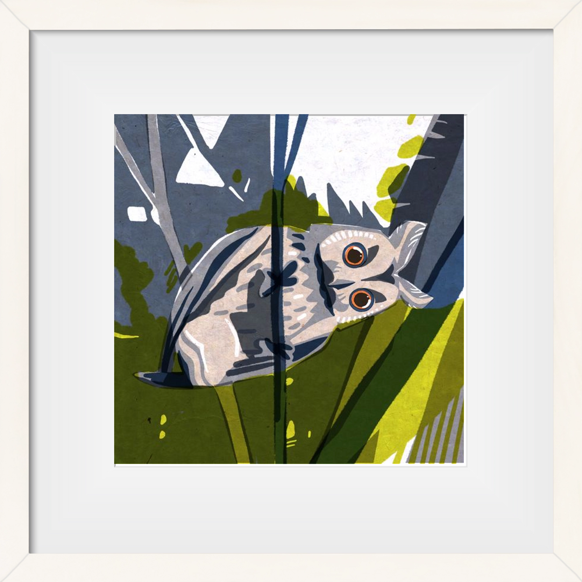 Bagoly, 30x30 cm (20x20 cm), Fehér keret, paszpartuval