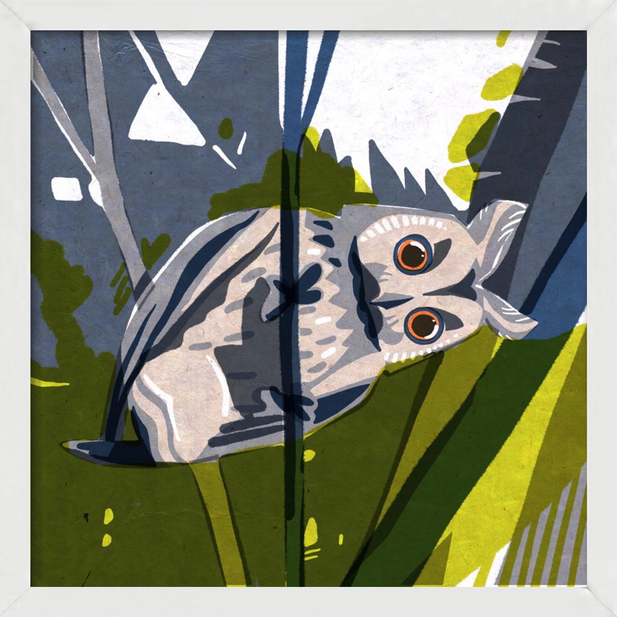 Bagoly, 40x40 cm (40x40 cm), Fehér keret