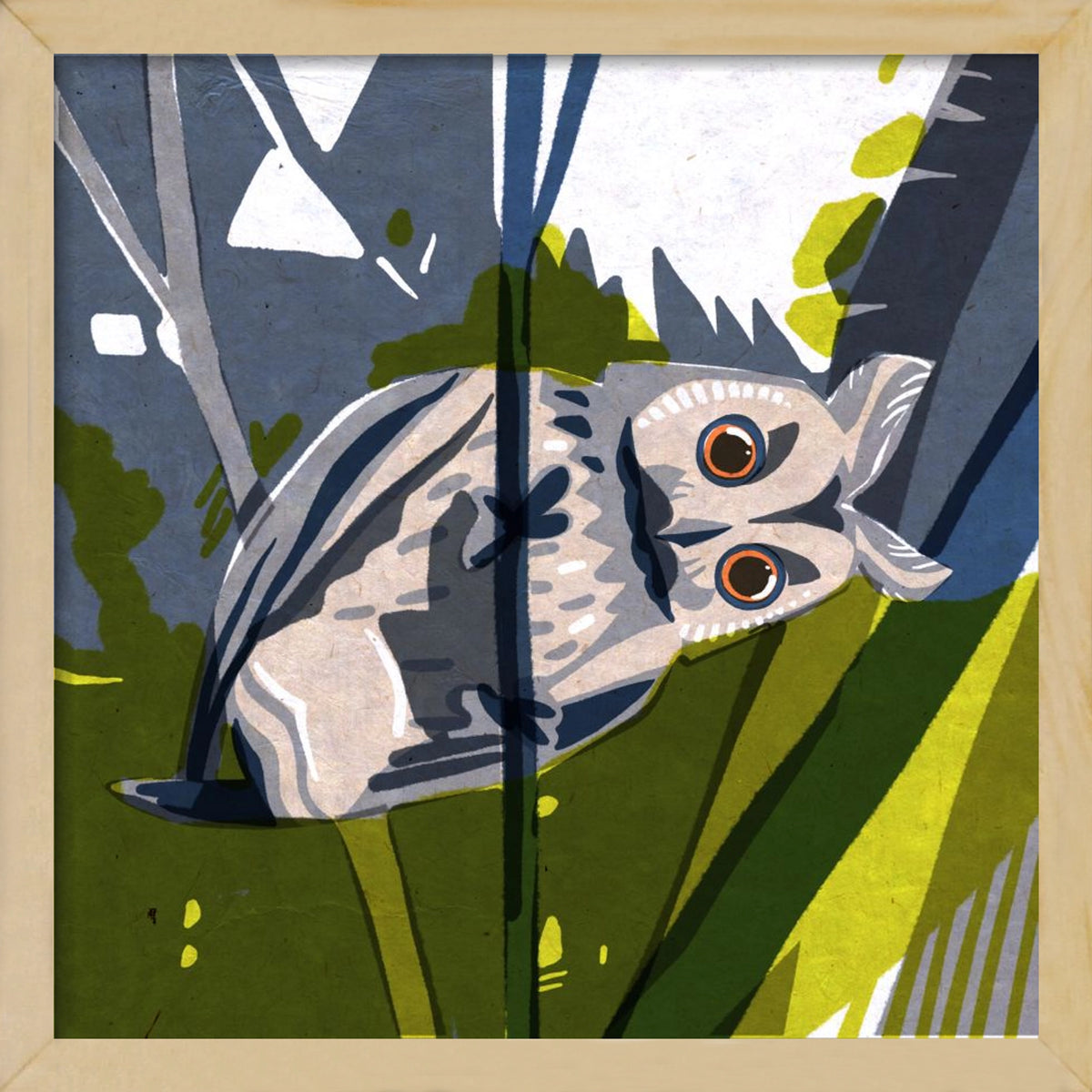 Bagoly, 40x40 cm (40x40 cm), Tölgy keret