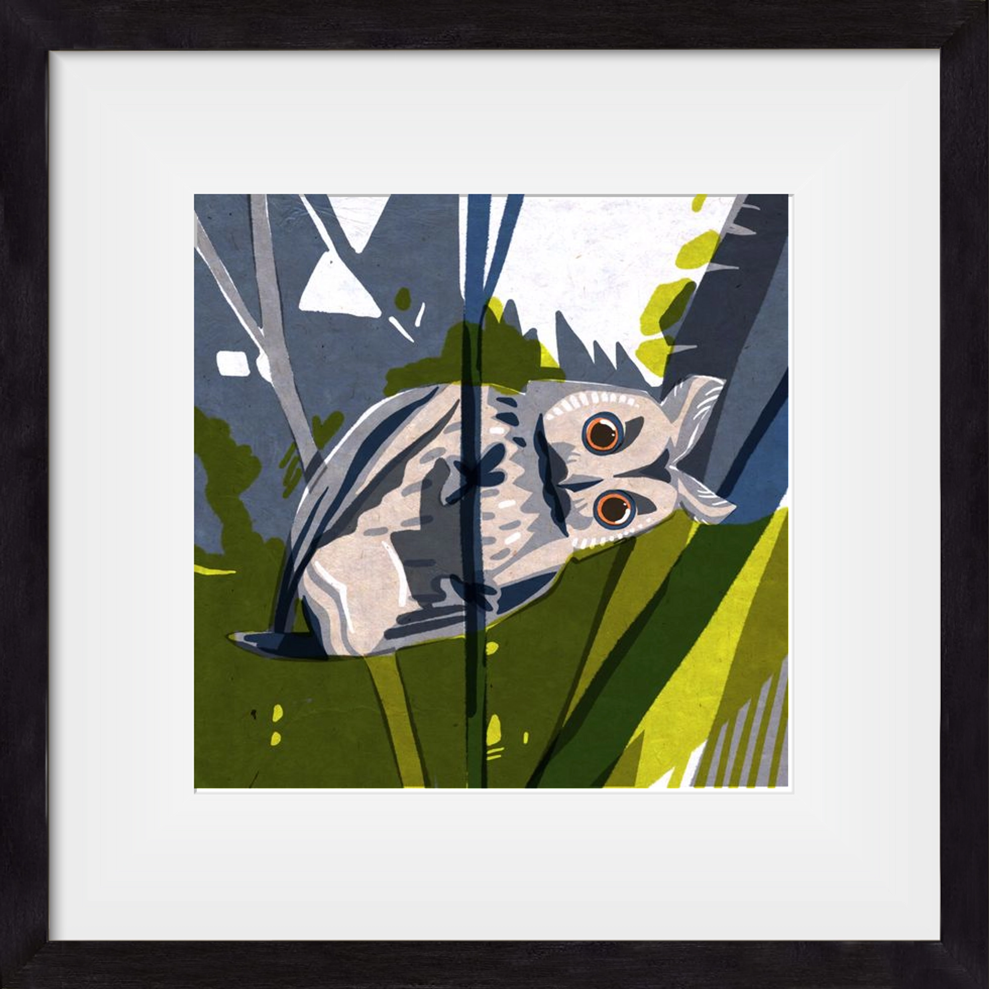 Bagoly, 30x30 cm (20x20 cm), Fekete keret, paszpartuval