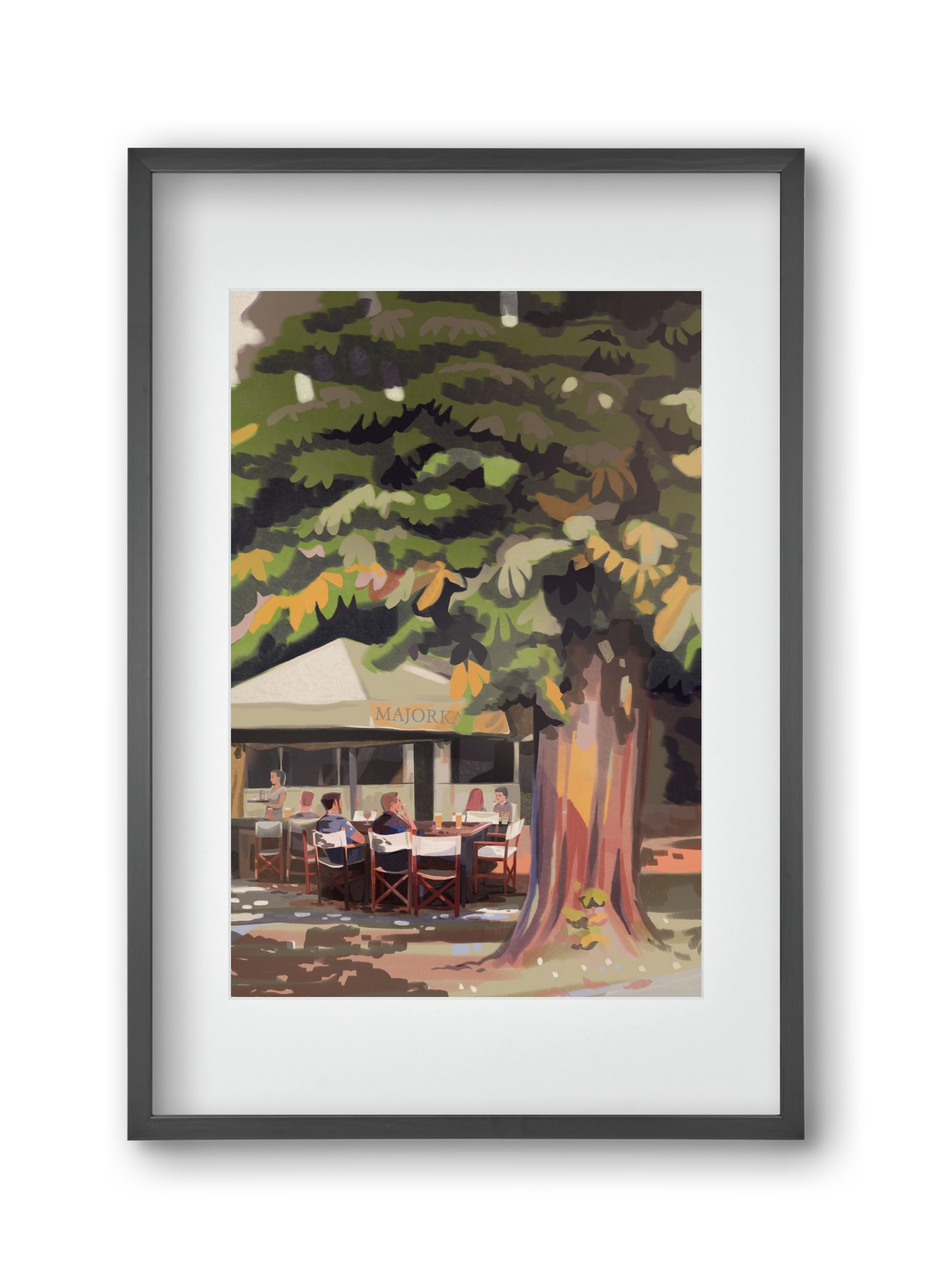 Majorka, 30x45 cm (20x30 cm), Fekete keret, paszpartuval