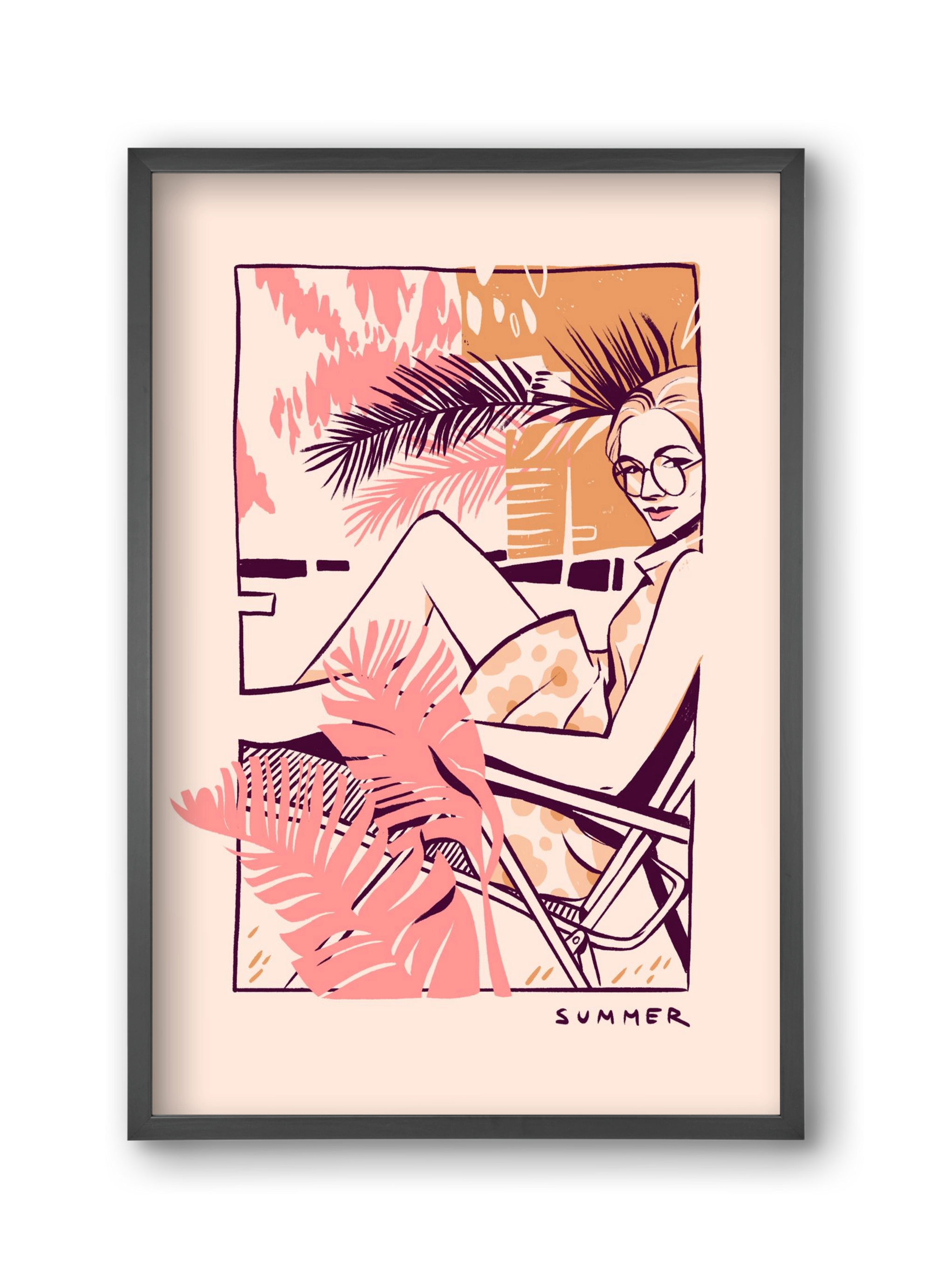 Summer, 30x45 cm (30x45 cm), Fekete keret