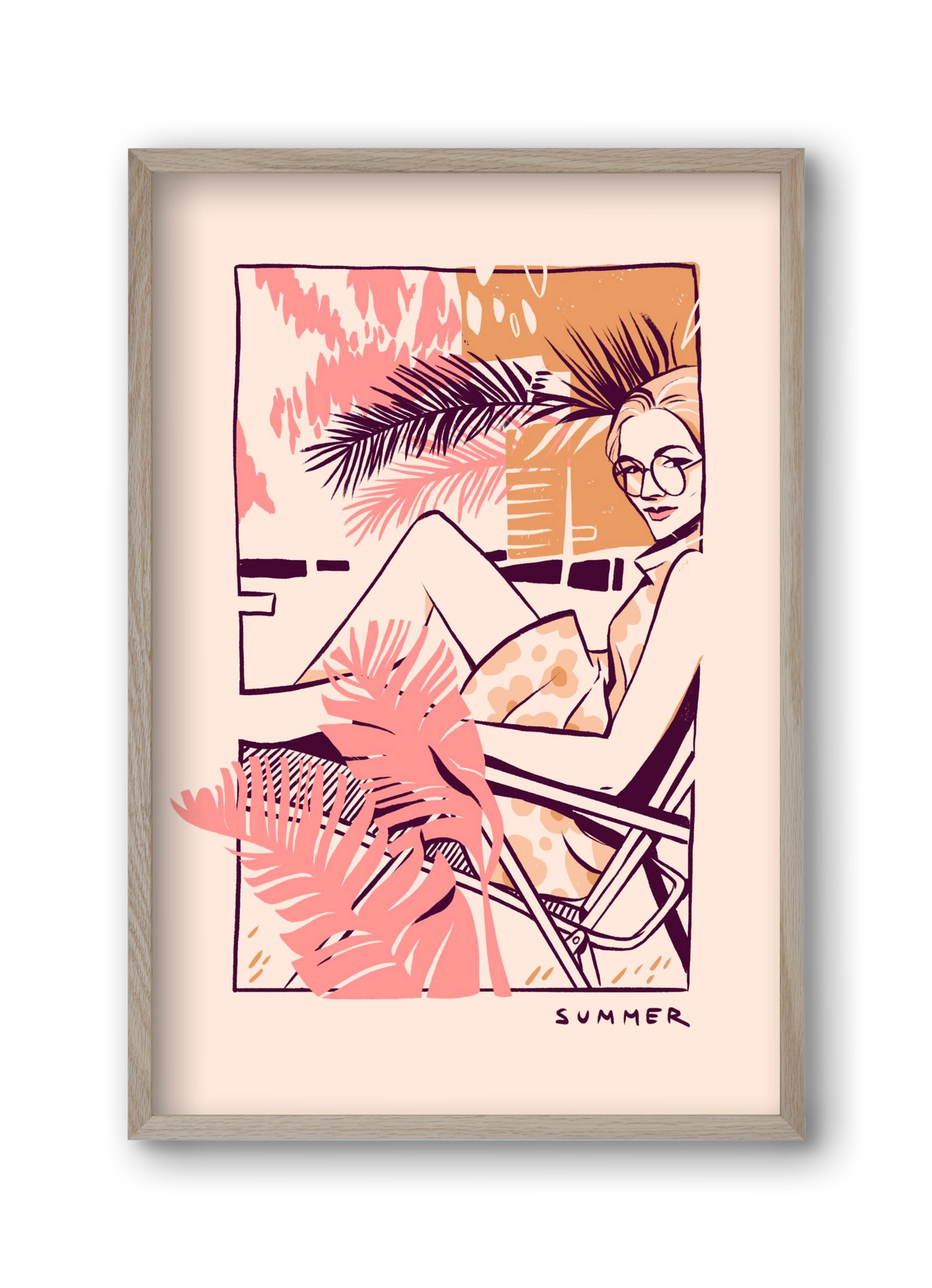 Summer, 30x45 cm (30x45 cm), Tölgy keret