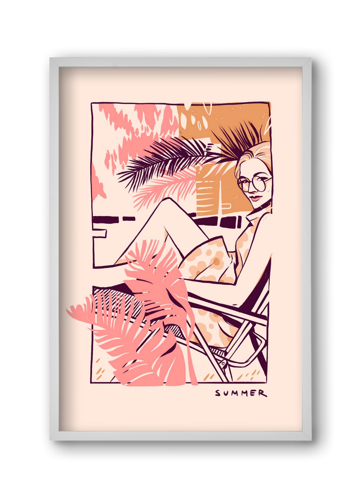 Summer, 30x45 cm (30x45 cm), Fehér keret