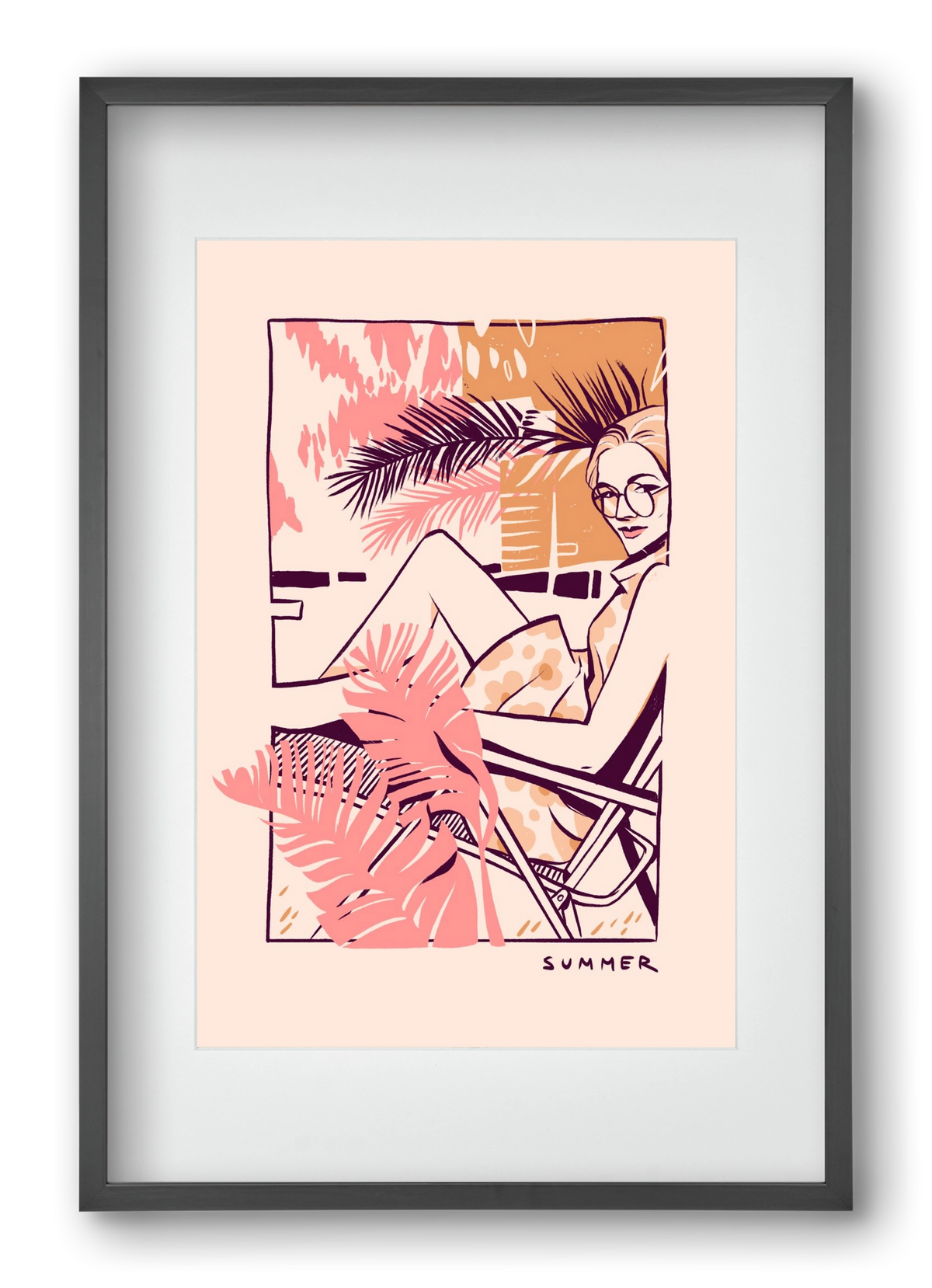 Summer, 40x60 cm (30x45 cm), Fekete keret, paszpartuval