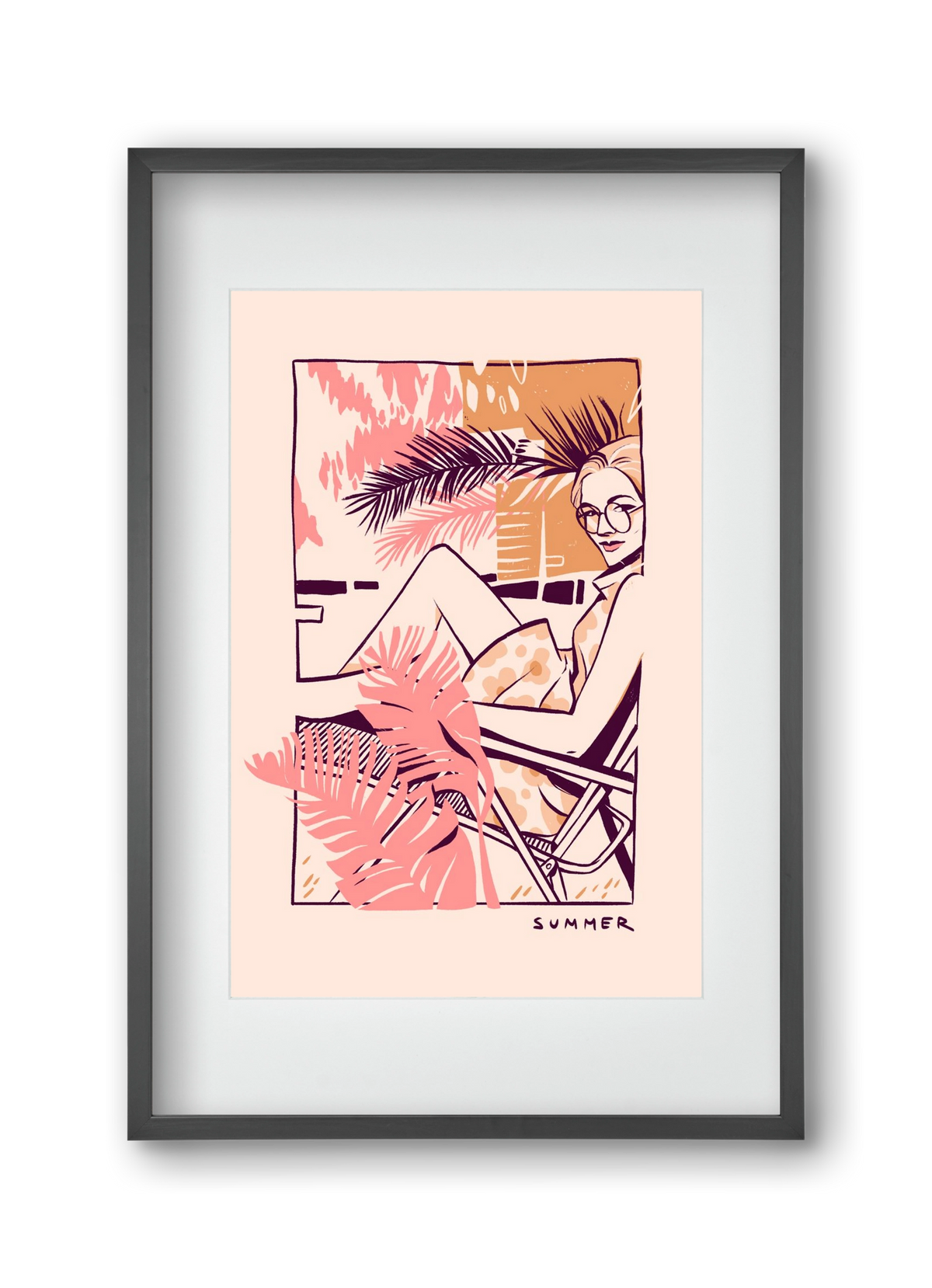 Summer, 30x45 cm (20x30 cm), Fekete keret, paszpartuval