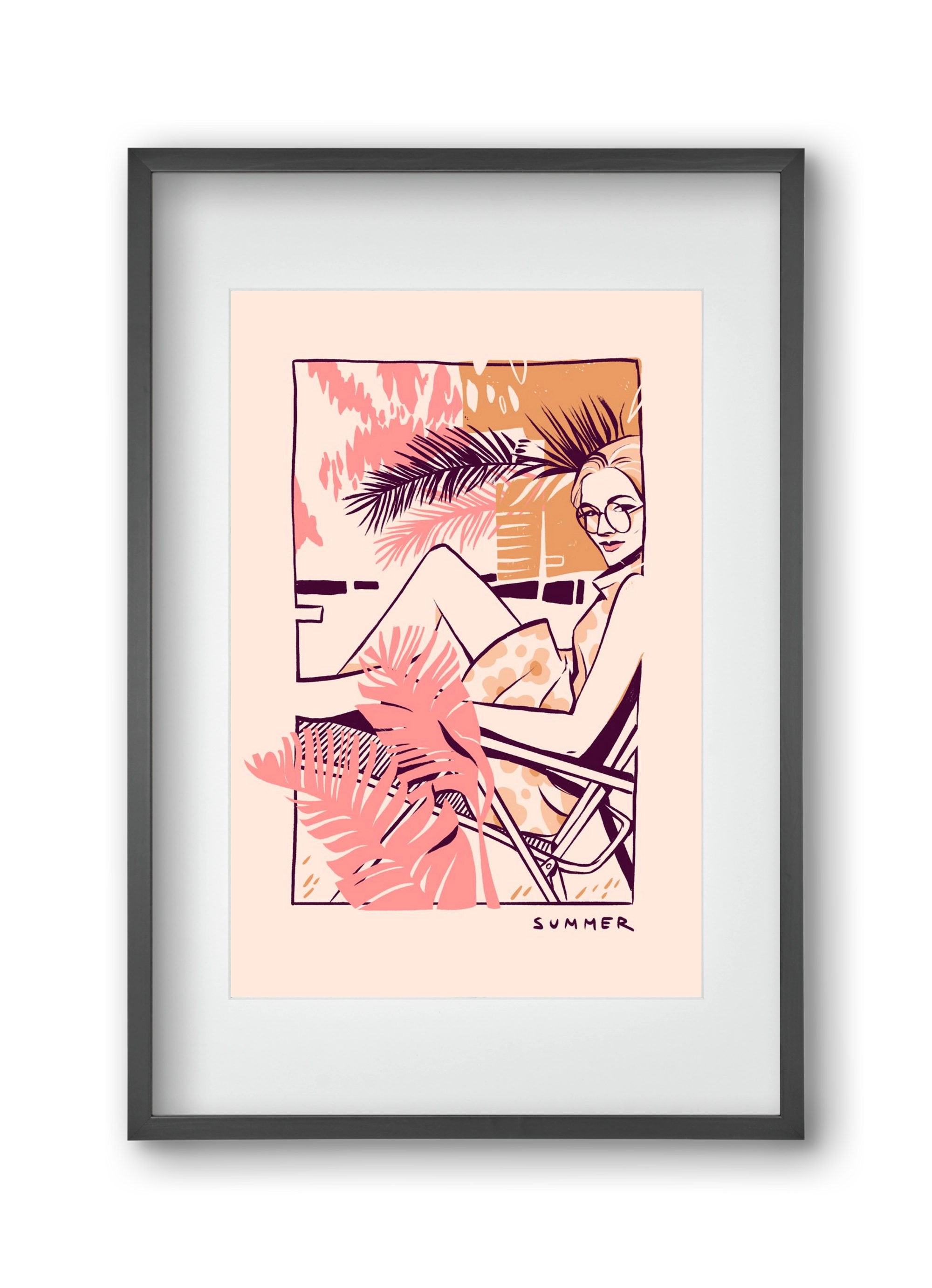 Summer, 30x45 cm (20x30 cm), Fekete keret, paszpartuval