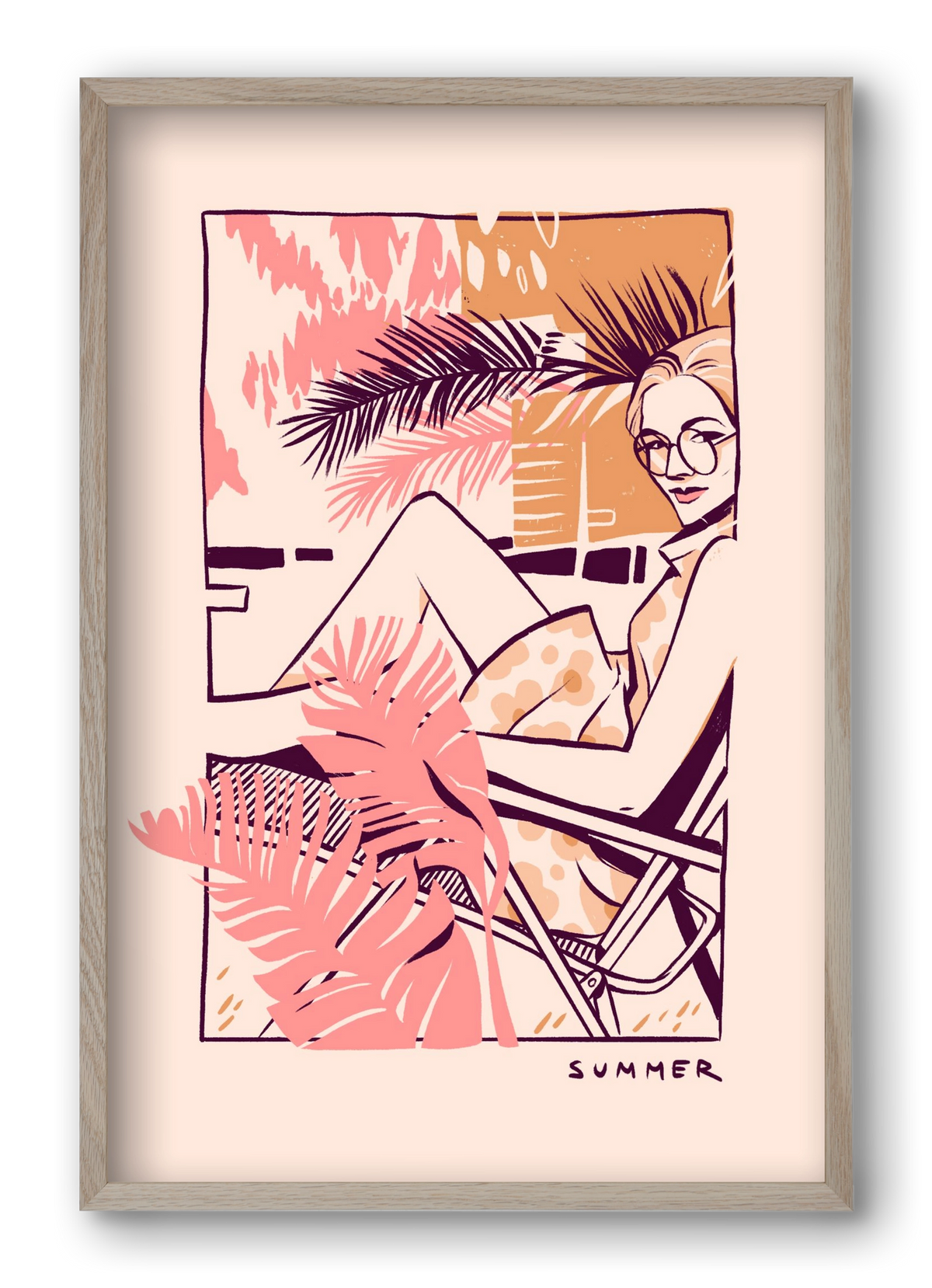 Summer, 40x60 cm (40x60 cm), Tölgy keret