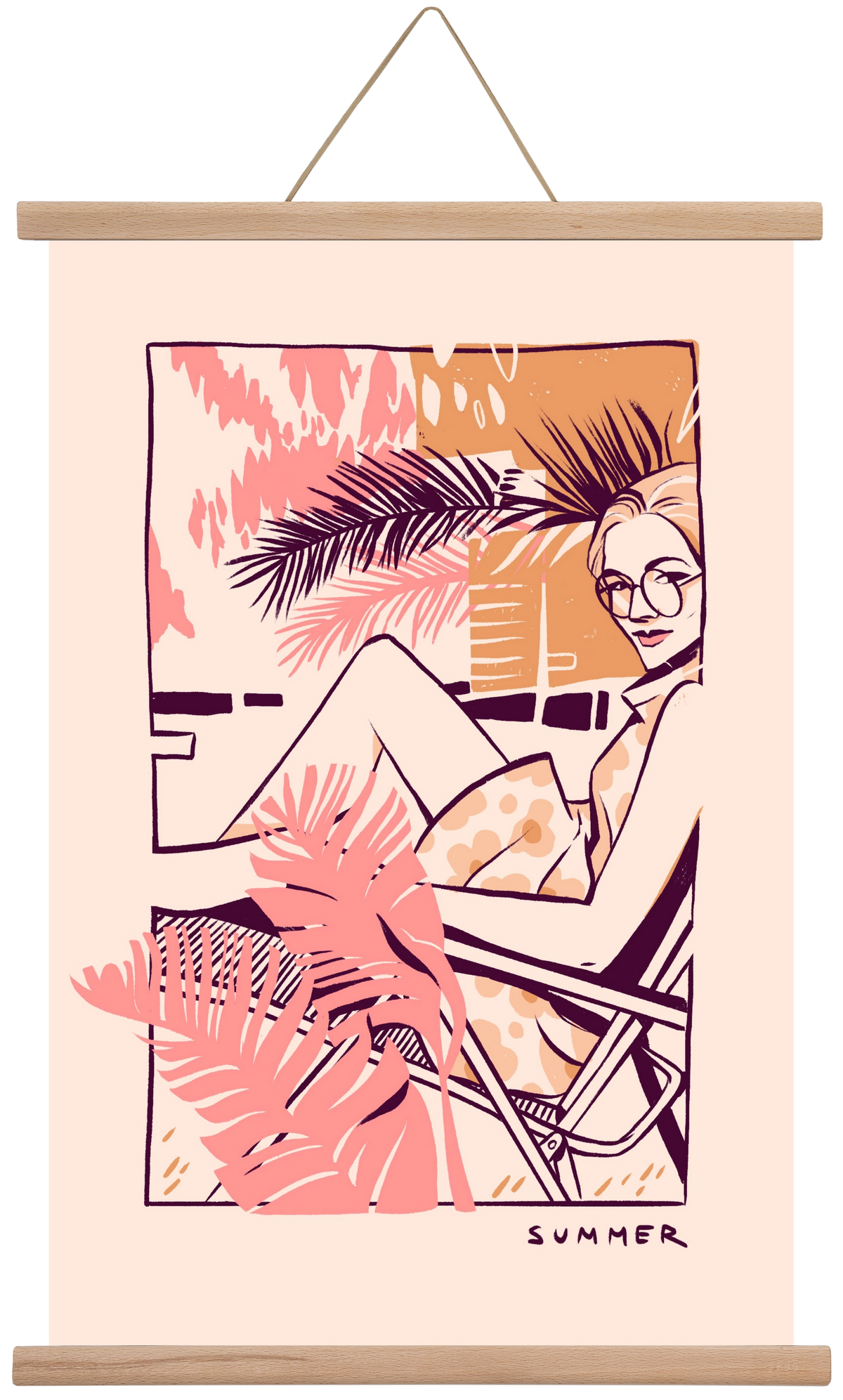 Summer, 40x60 cm (40x60 cm), Tölgy akasztó