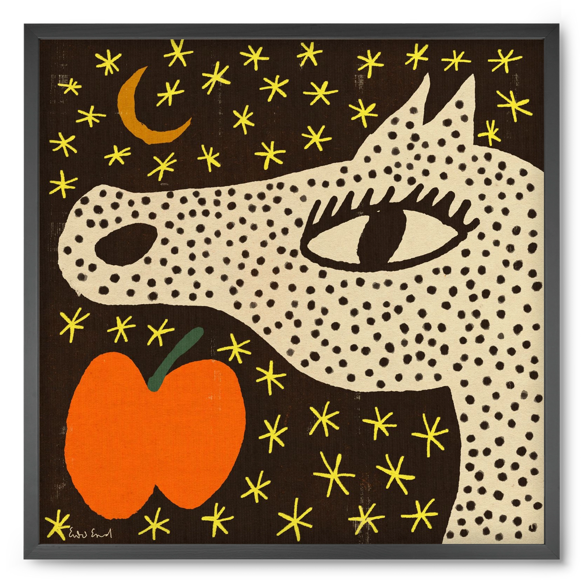 Spotted horse with apple, 50x50 cm (50x50 cm), Fekete keret