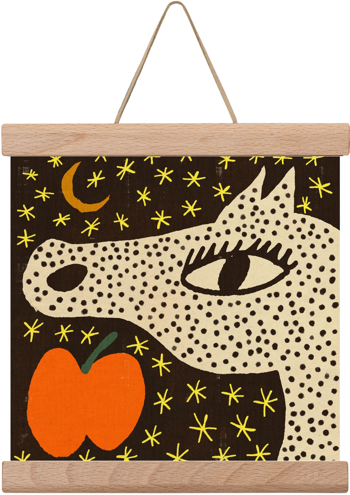 Spotted horse with apple, 20x20 cm (20x20 cm), Tölgy akasztó