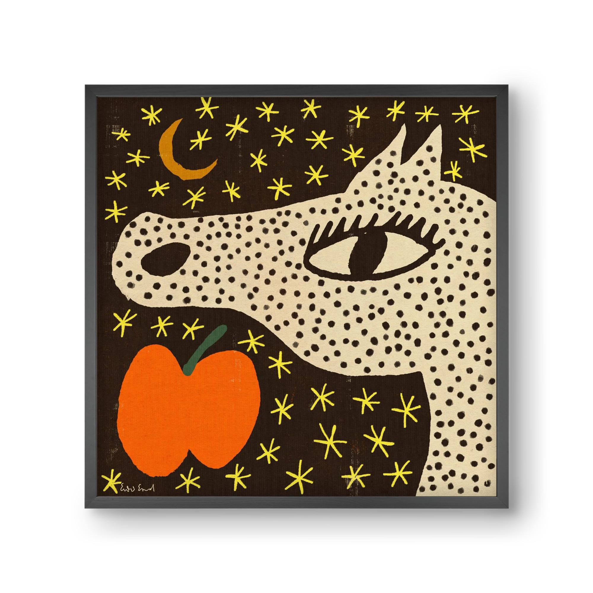 Spotted horse with apple, 30x30 cm (30x30 cm), Fekete keret