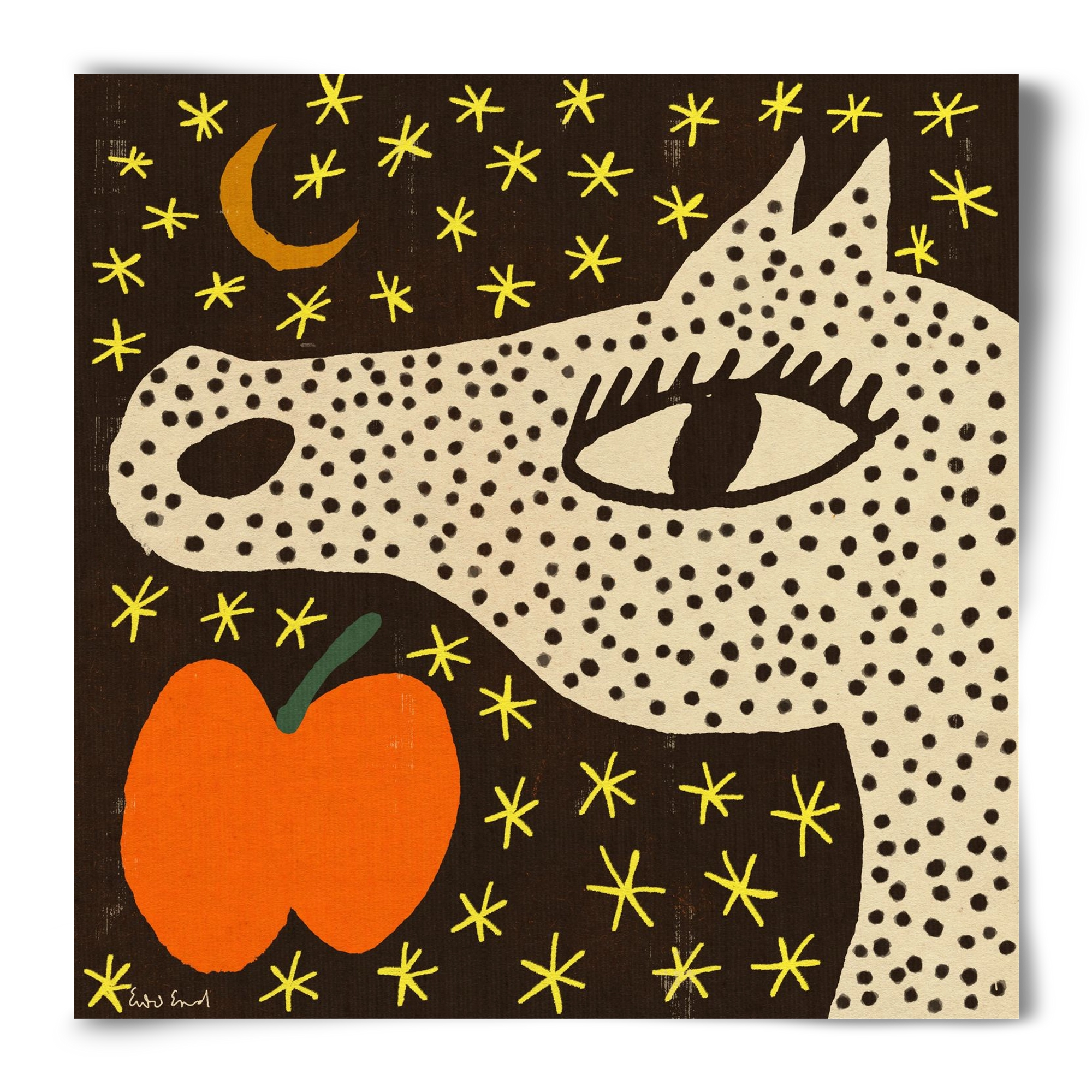 Spotted horse with apple, 50x50 cm, Keret nélkül