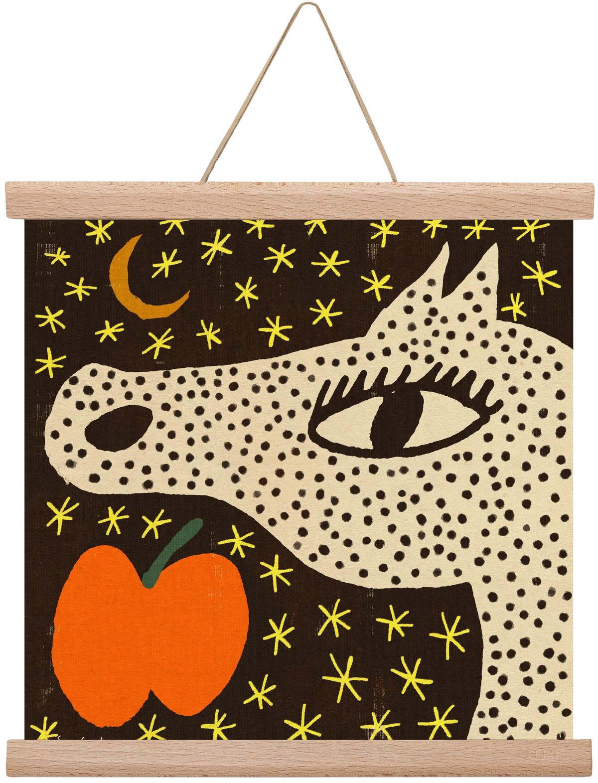 Spotted horse with apple, 30x30 cm (30x30 cm), Tölgy akasztó