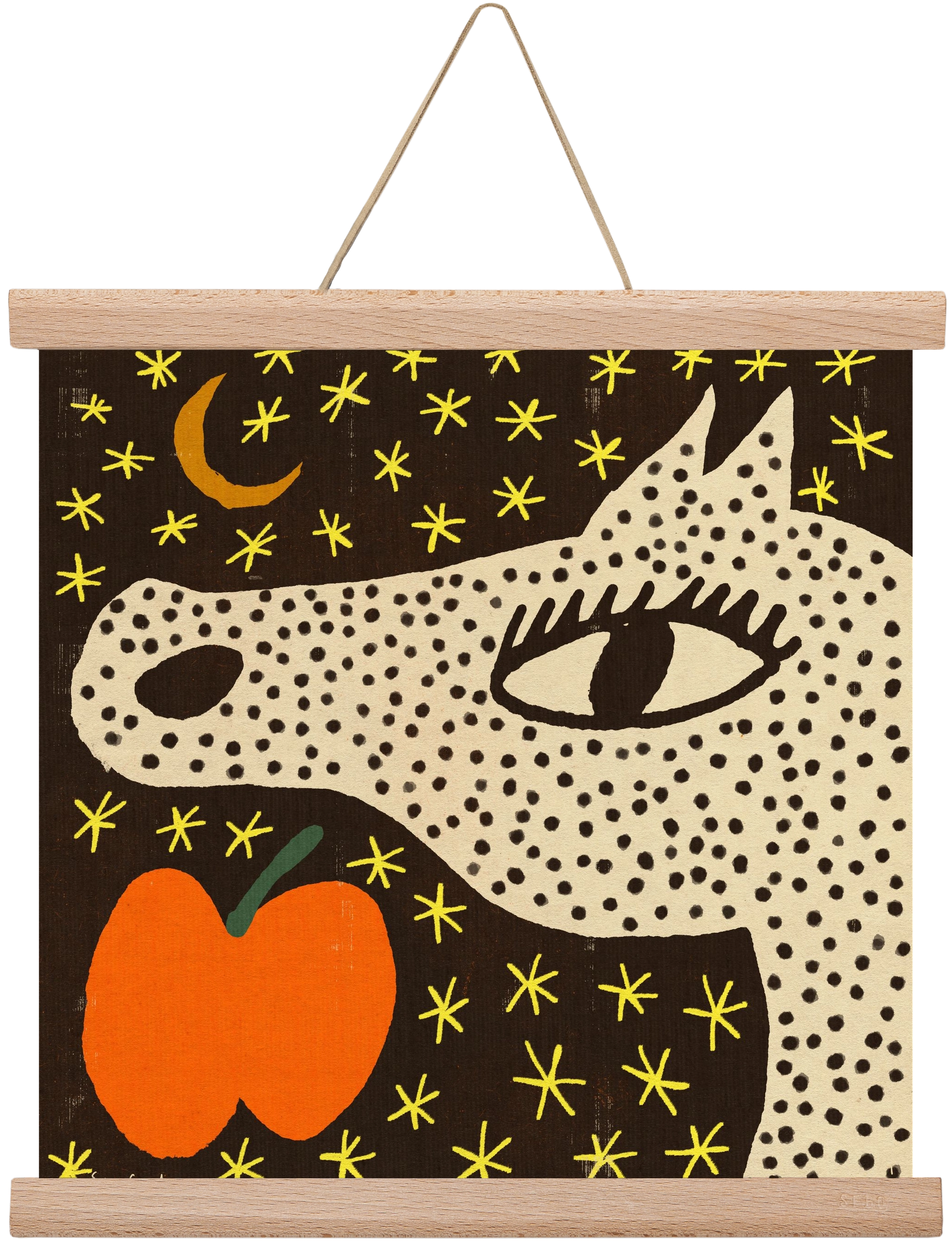 Spotted horse with apple, 30x30 cm (30x30 cm), Tölgy akasztó