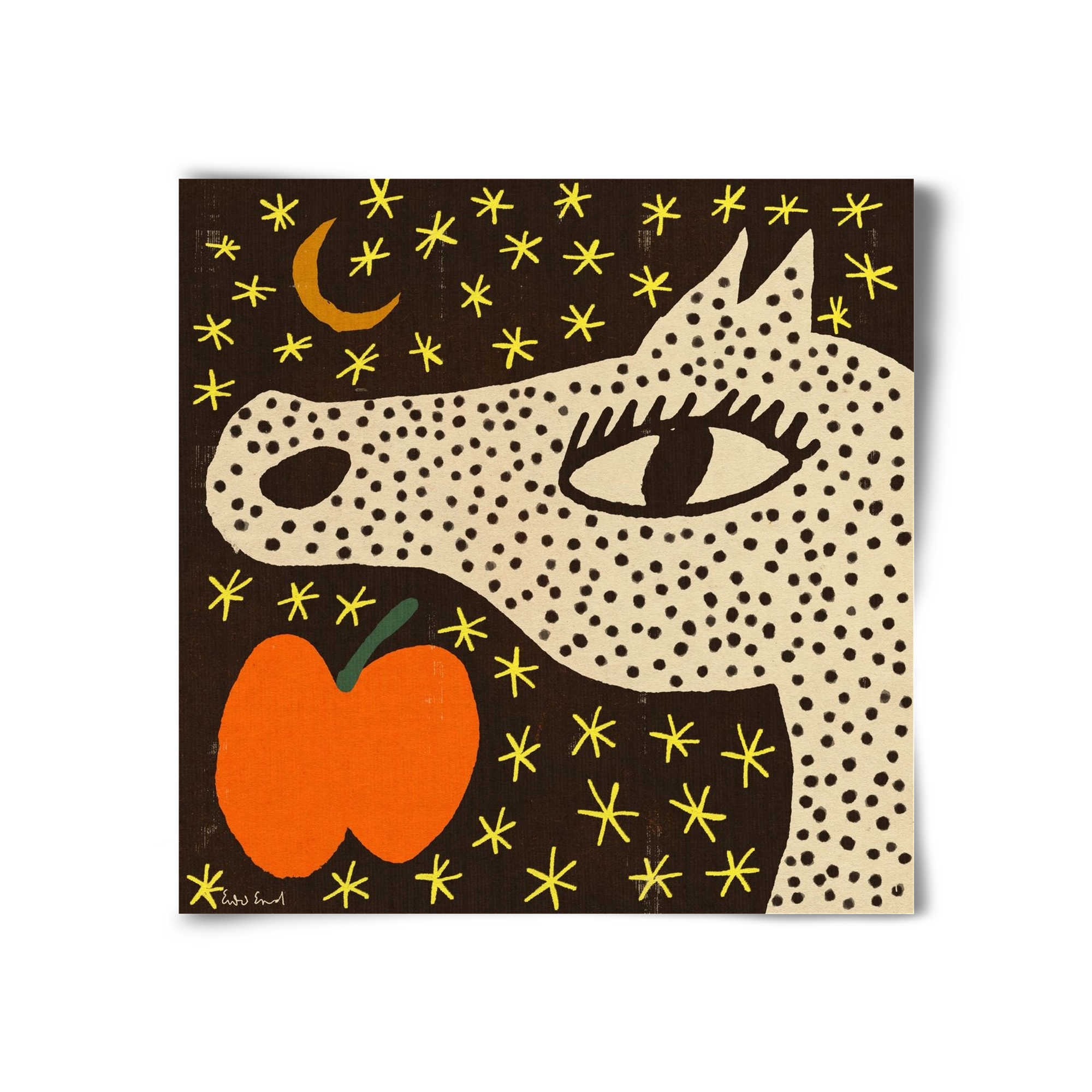 Spotted horse with apple, 30x30 cm, Keret nélkül