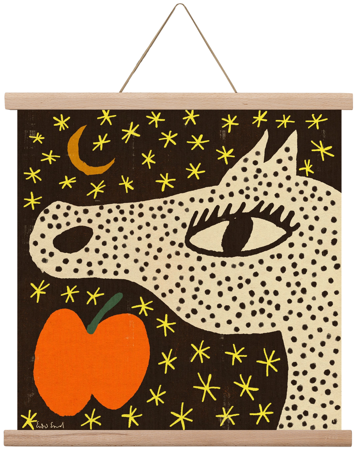 Spotted horse with apple, 40x40 cm (40x40 cm), Tölgy akasztó