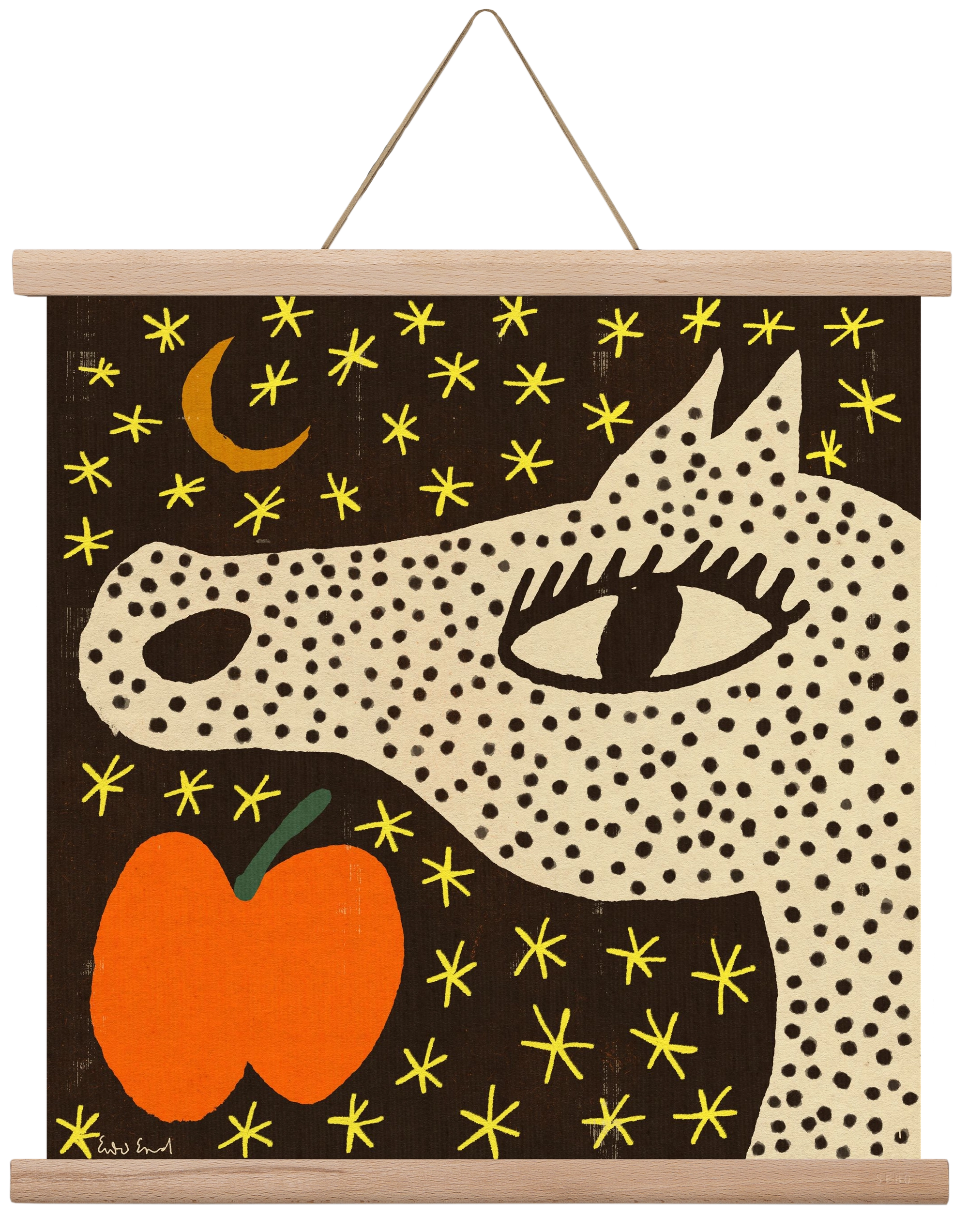 Spotted horse with apple, 40x40 cm (40x40 cm), Tölgy akasztó