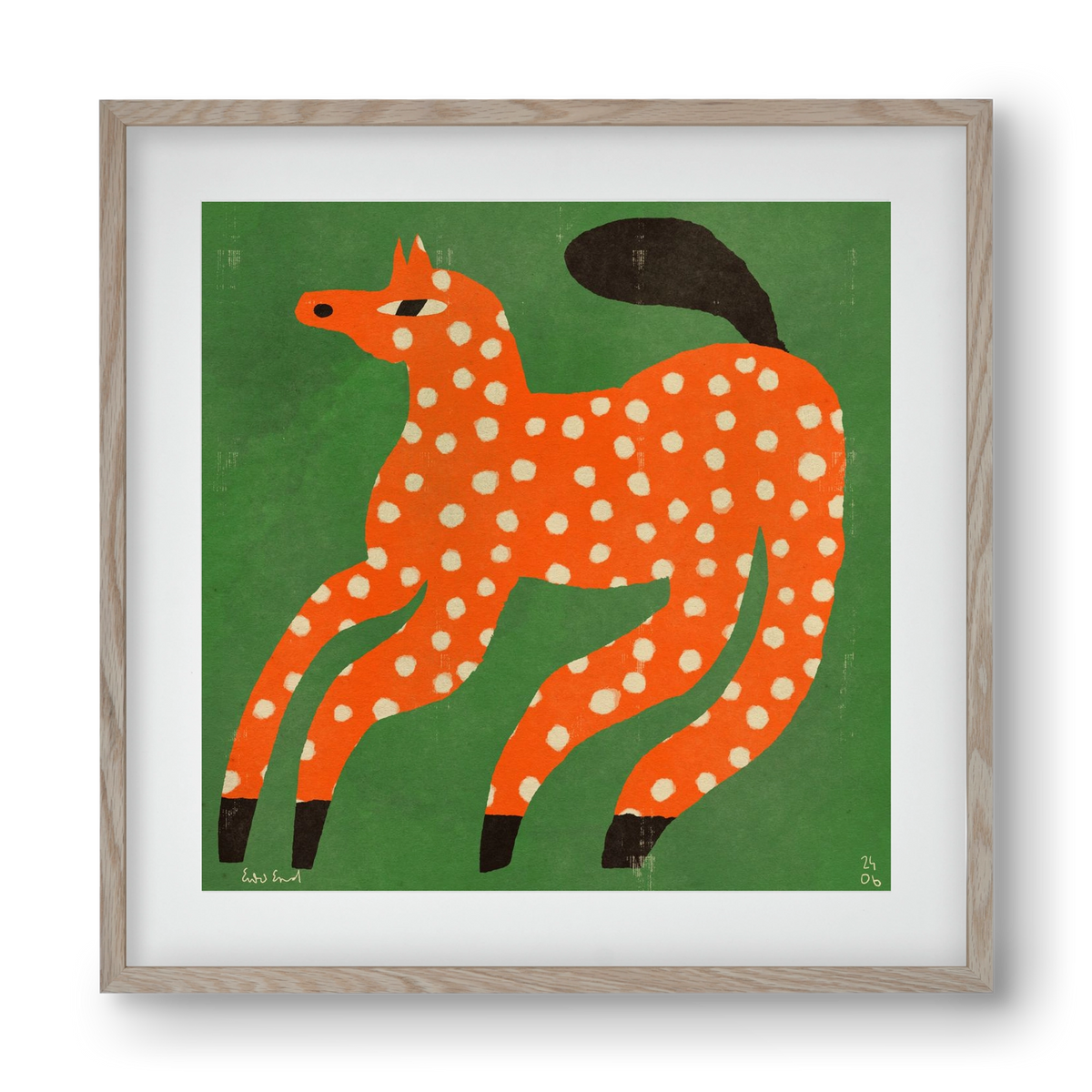 Red Spotted Horse, 40x40 cm (30x30 cm), Tölgy keret, paszpartuval