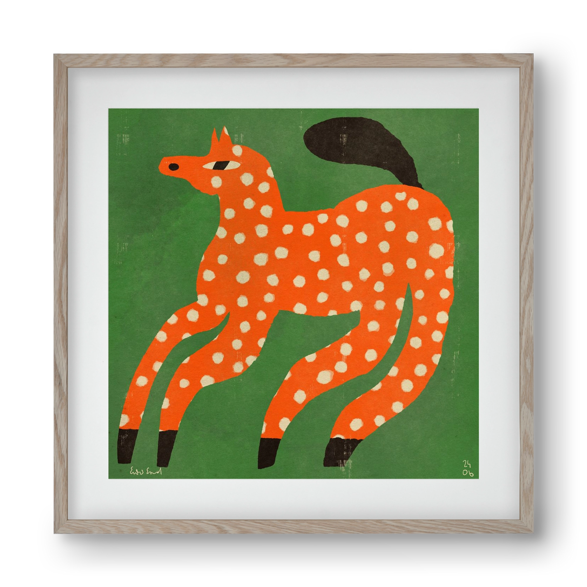 Red Spotted Horse, 40x40 cm (30x30 cm), Tölgy keret, paszpartuval