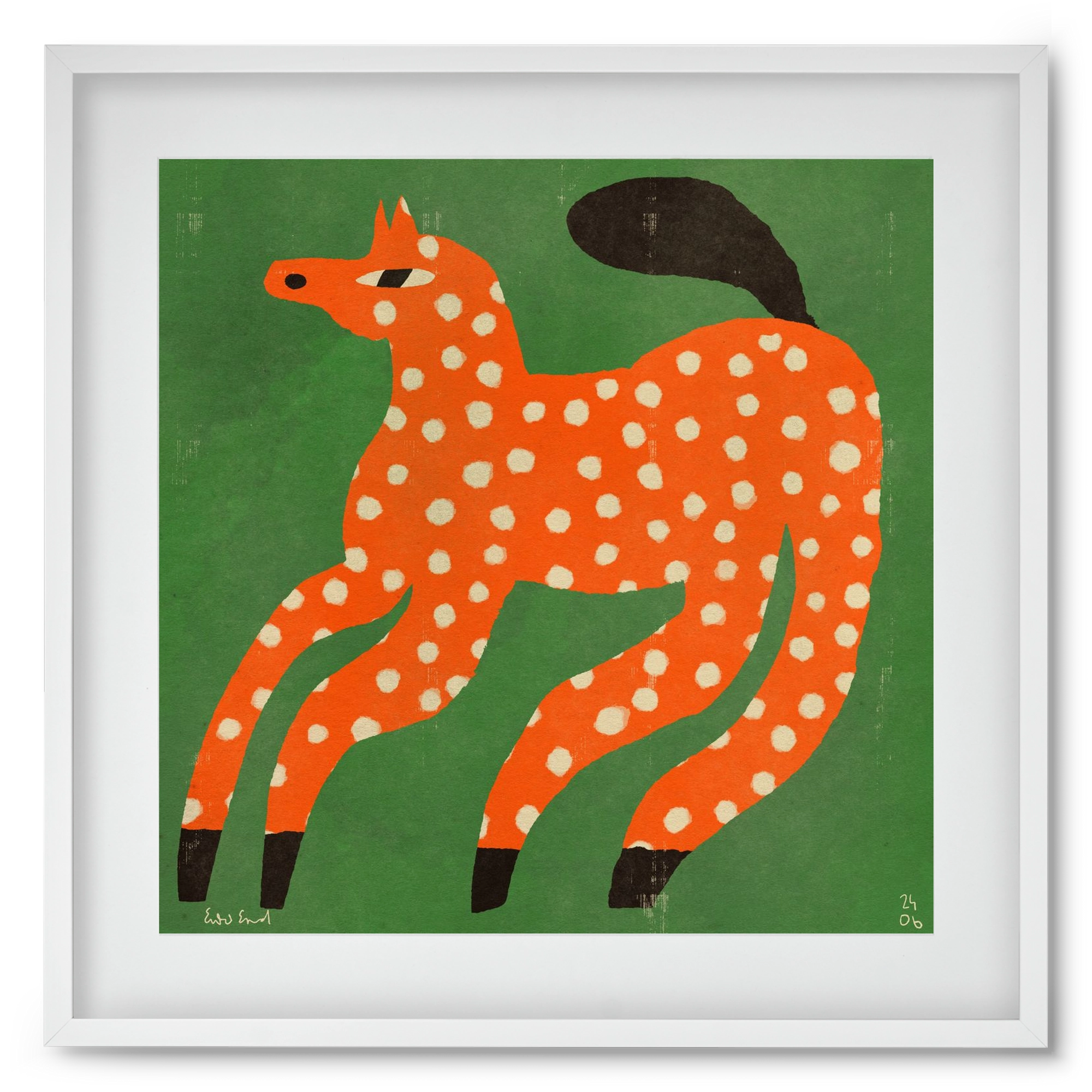 Red Spotted Horse, 50x50 cm (40x40 cm), Fehér keret, paszpartuval