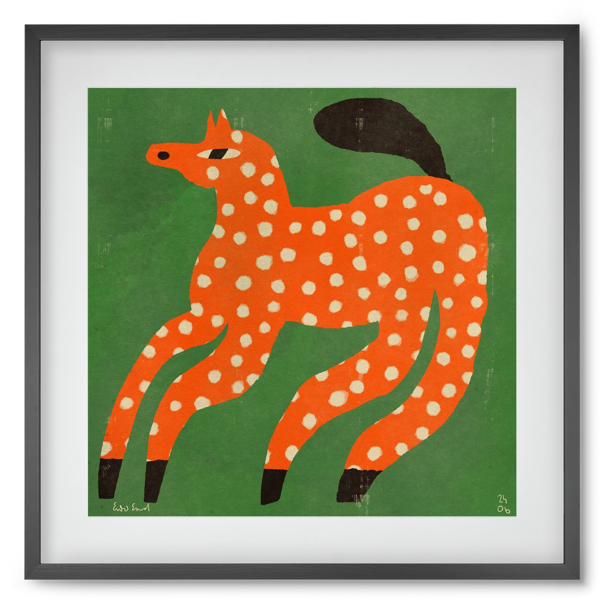 Red Spotted Horse, 50x50 cm (40x40 cm), Fekete keret, paszpartuval