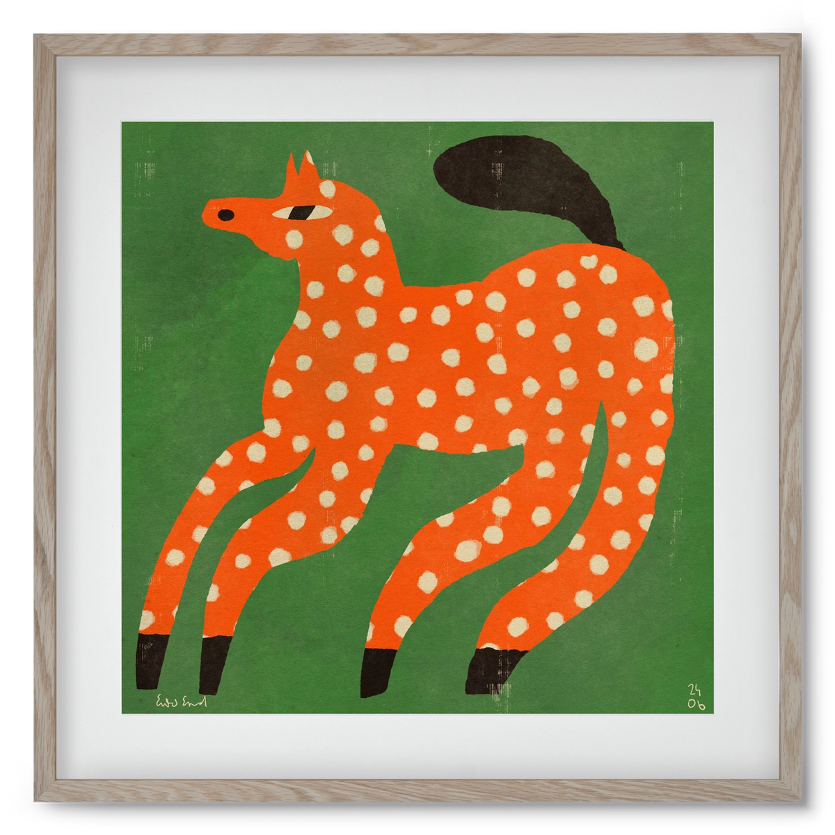 Red Spotted Horse, 50x50 cm (40x40 cm), Tölgy keret, paszpartuval