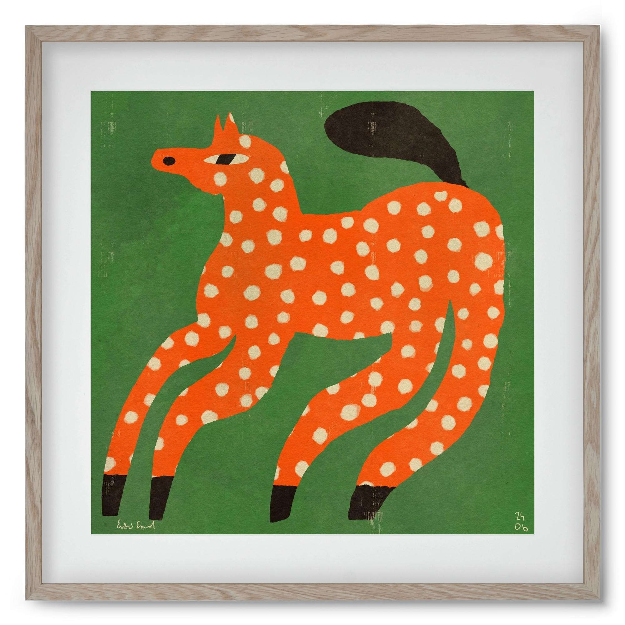 Red Spotted Horse, 50x50 cm (40x40 cm), Tölgy keret, paszpartuval