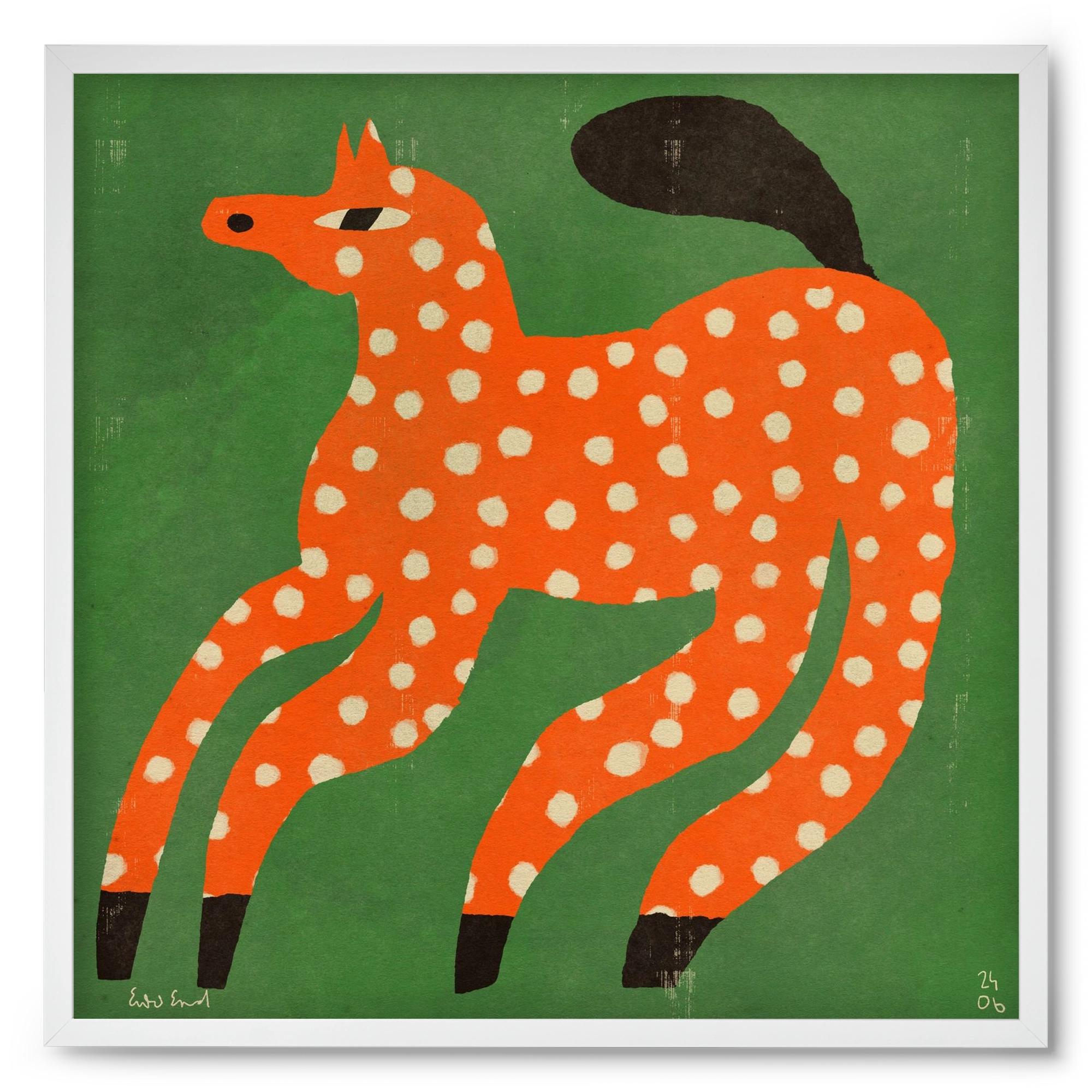 Red Spotted Horse, 50x50 cm (50x50 cm), Fehér keret