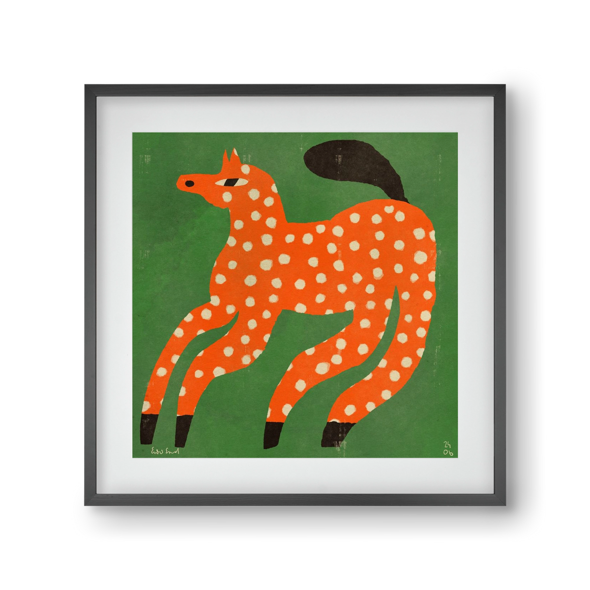 Red Spotted Horse, 30x30 cm (20x20 cm), Fekete keret, paszpartuval
