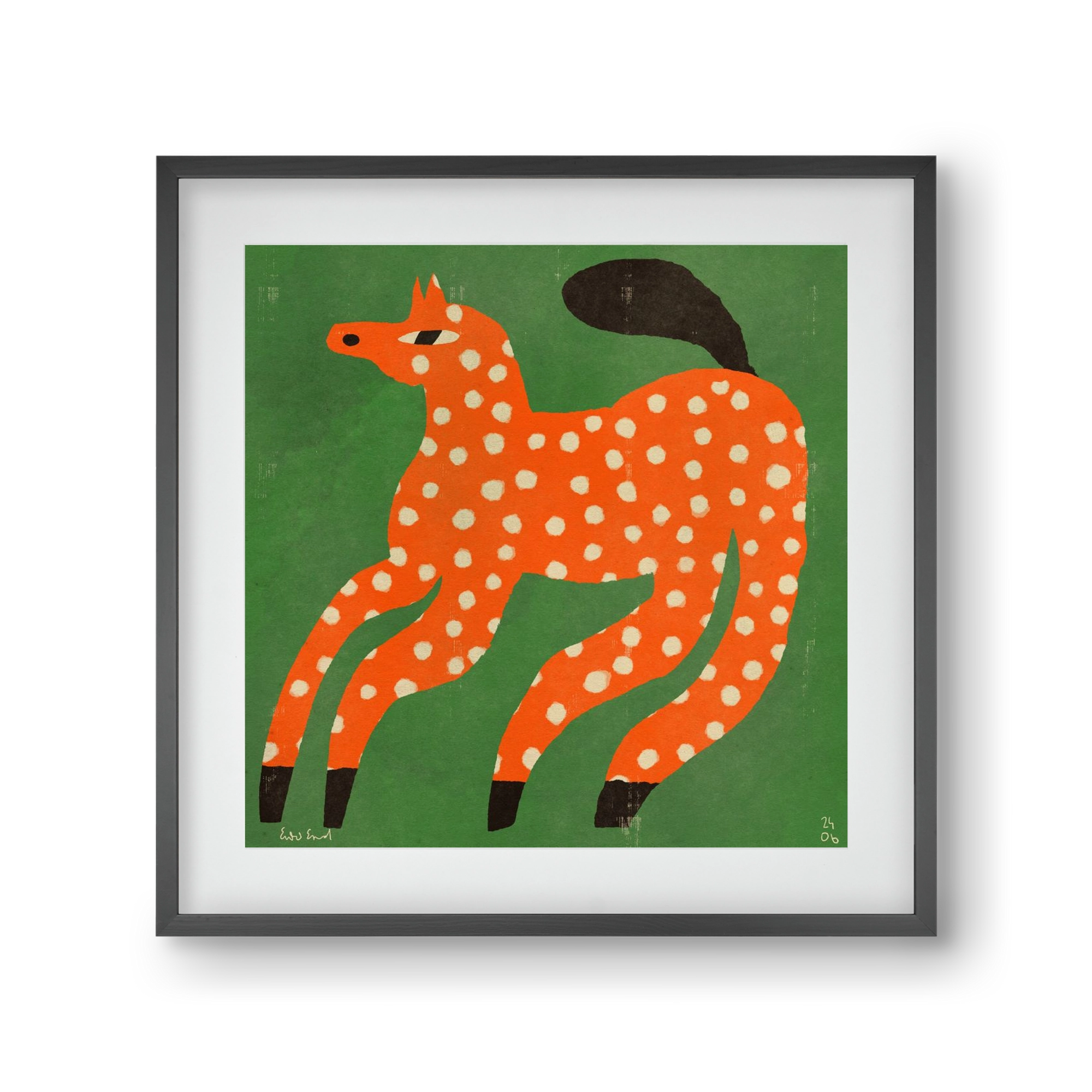 Red Spotted Horse, 30x30 cm (20x20 cm), Fekete keret, paszpartuval
