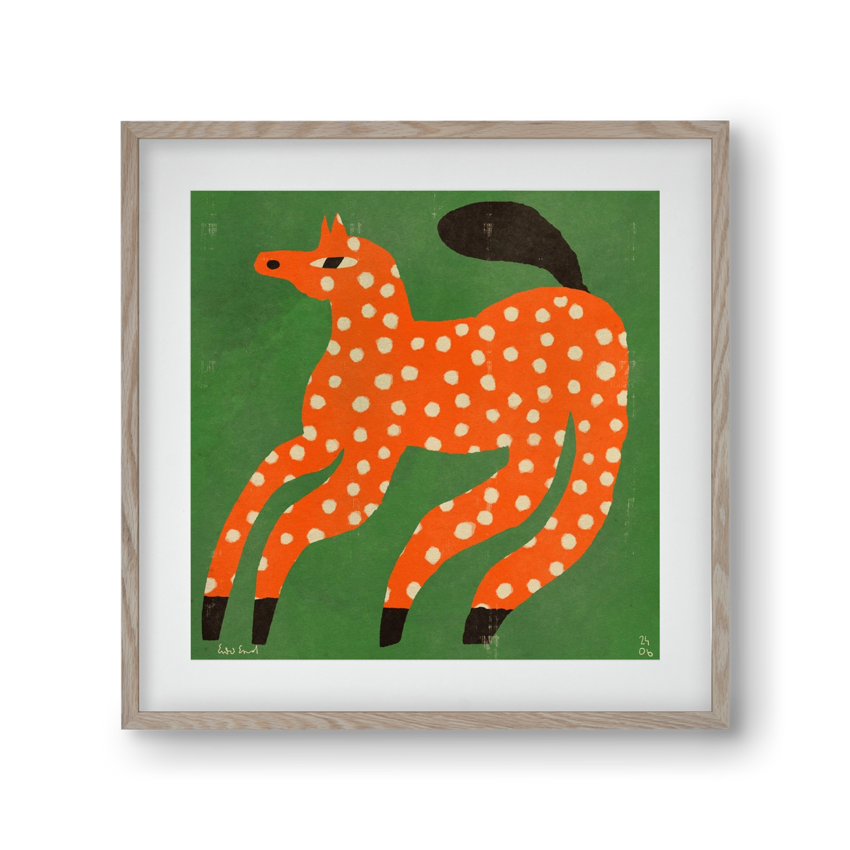 Red Spotted Horse, 30x30 cm (20x20 cm), Tölgy keret, paszpartuval