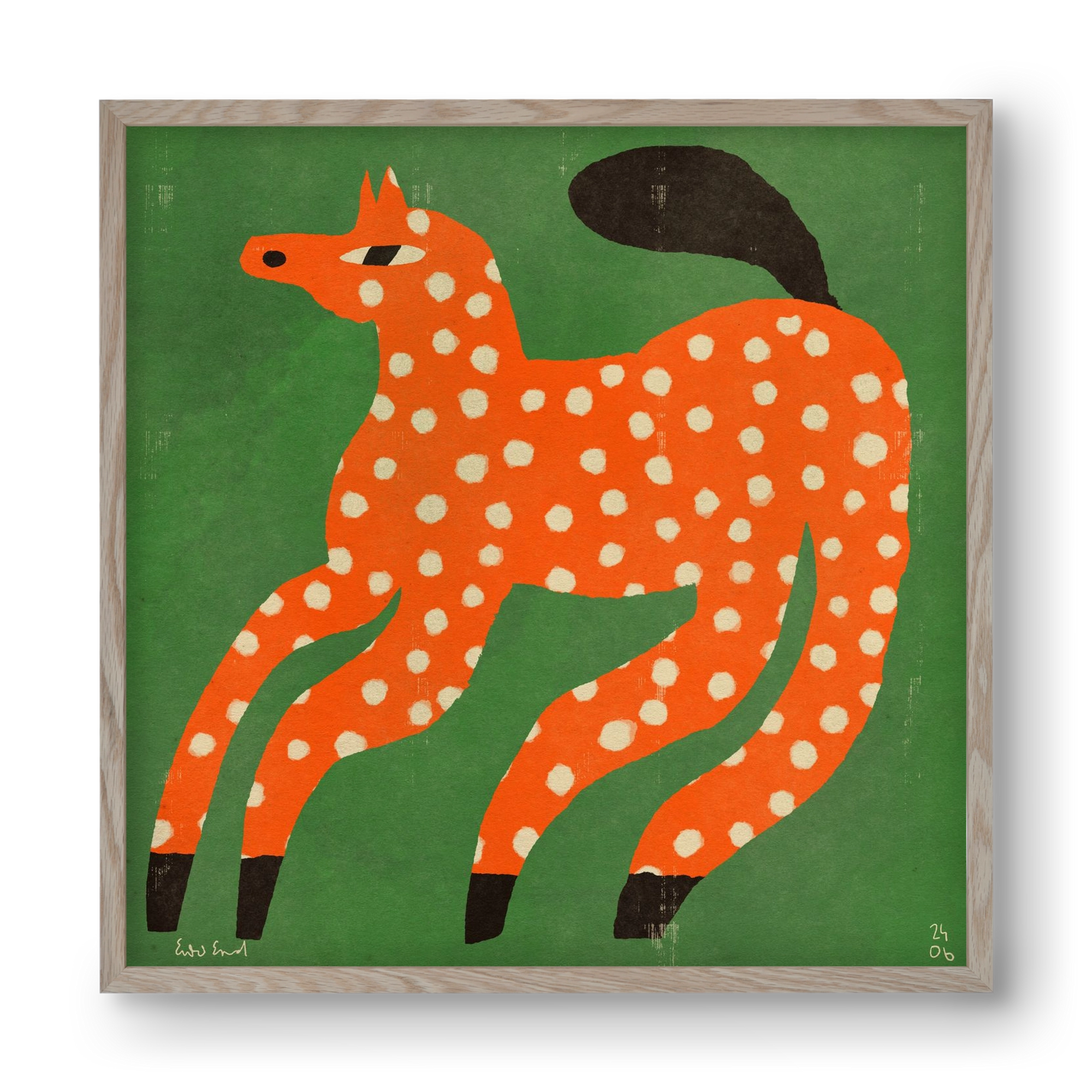 Red Spotted Horse, 40x40 cm (40x40 cm), Tölgy keret