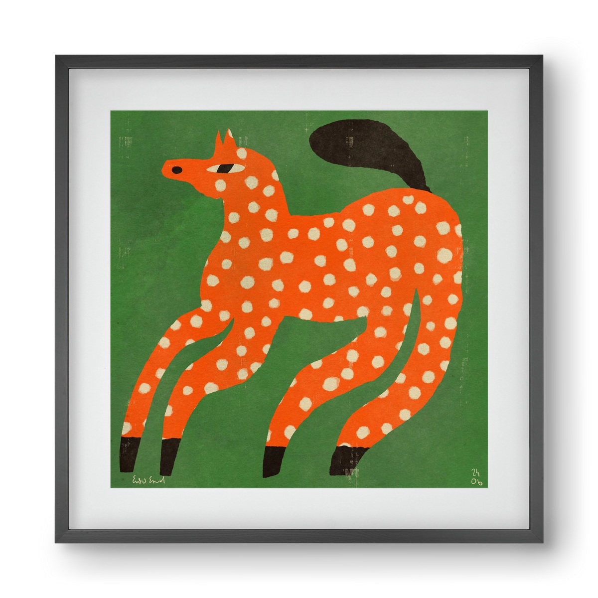 Red Spotted Horse, 40x40 cm (30x30 cm), Fekete keret, paszpartuval