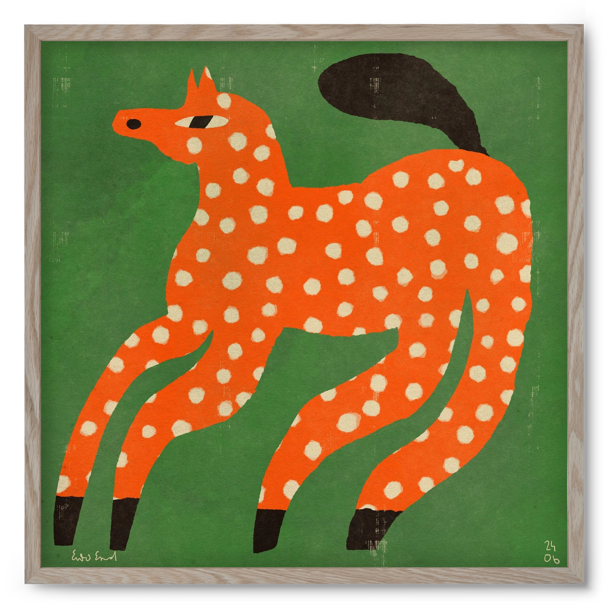 Red Spotted Horse, 50x50 cm (50x50 cm), Tölgy keret