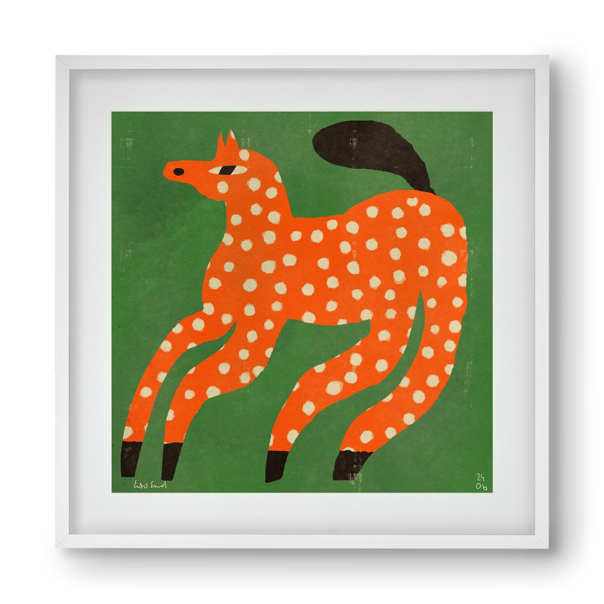 Red Spotted Horse, 40x40 cm (30x30 cm), Fehér keret, paszpartuval