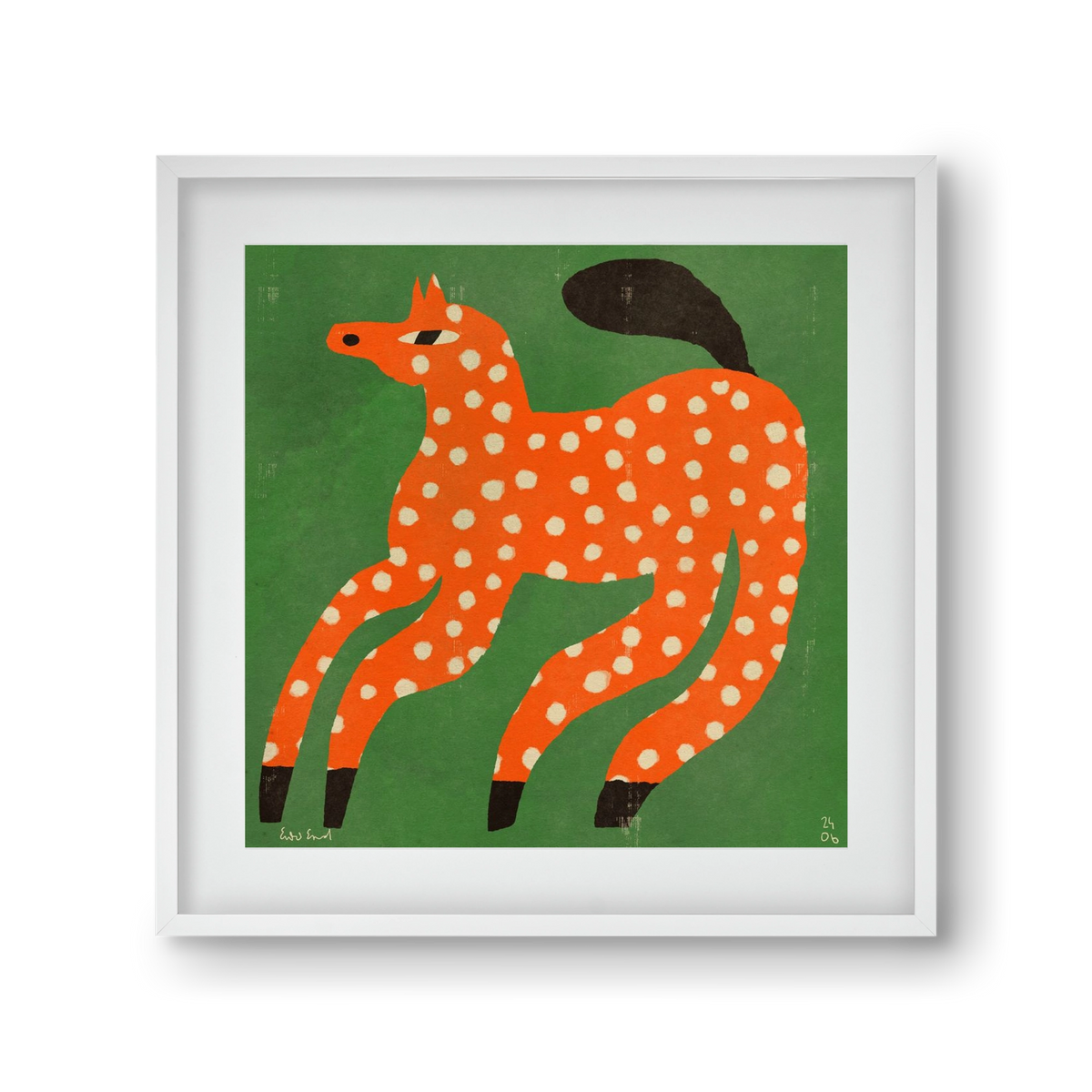 Red Spotted Horse, 30x30 cm (20x20 cm), Fehér keret, paszpartuval