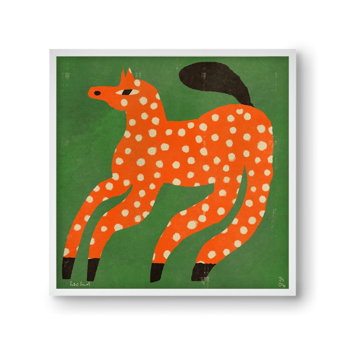Red Spotted Horse, 30x30 cm (30x30 cm), Fehér keret