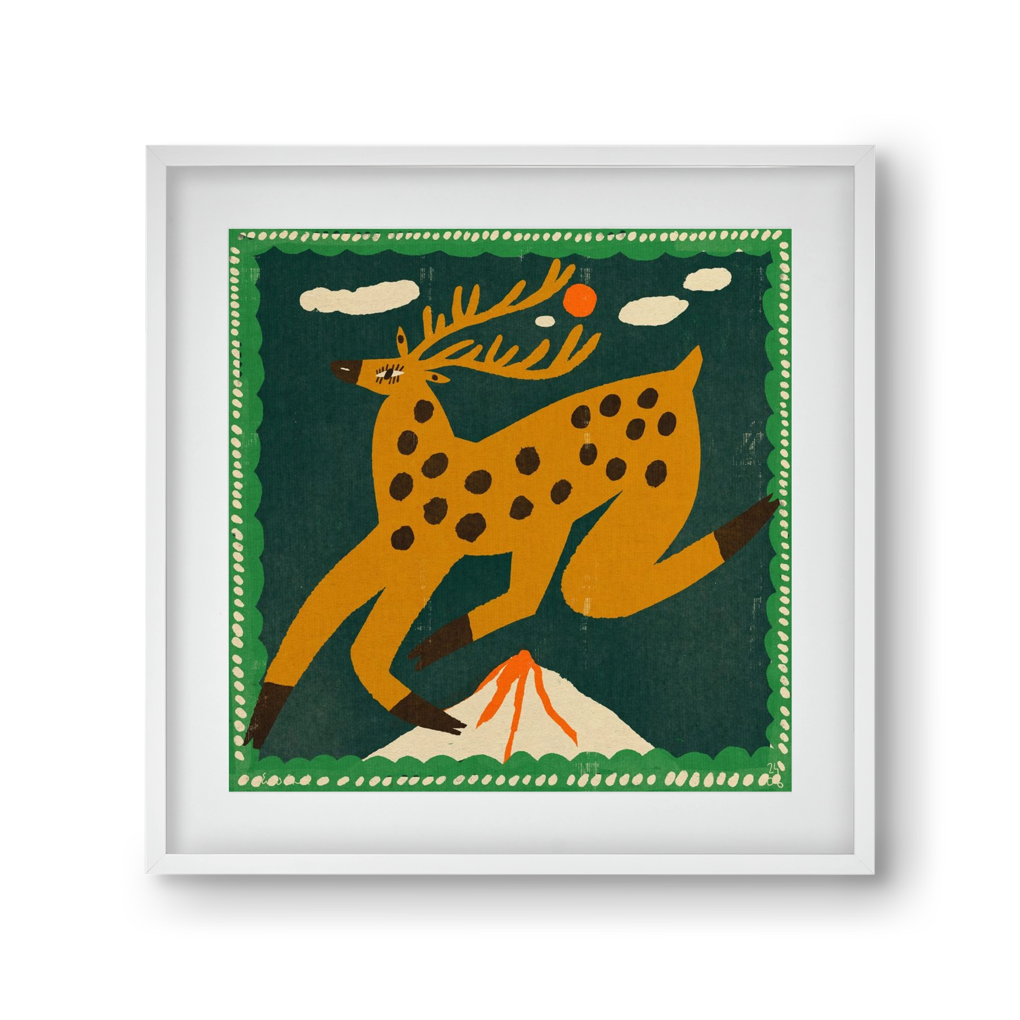 Magic deer, 30x30 cm (20x20 cm), Fehér keret, paszpartuval