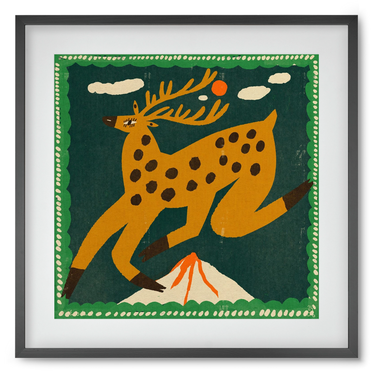 Magic deer, 50x50 cm (40x40 cm), Fekete keret, paszpartuval