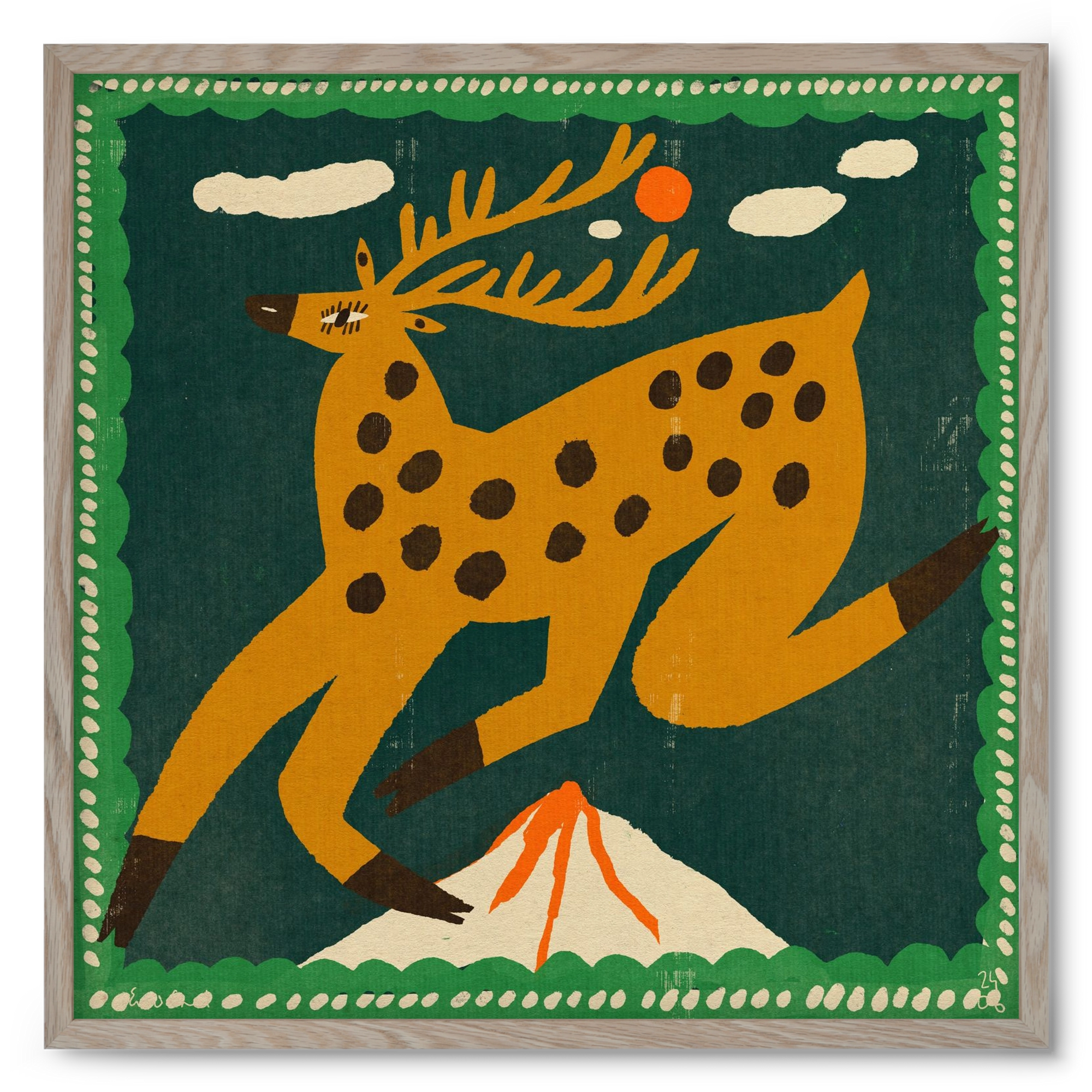 Magic deer, 50x50 cm (50x50 cm), Tölgy keret