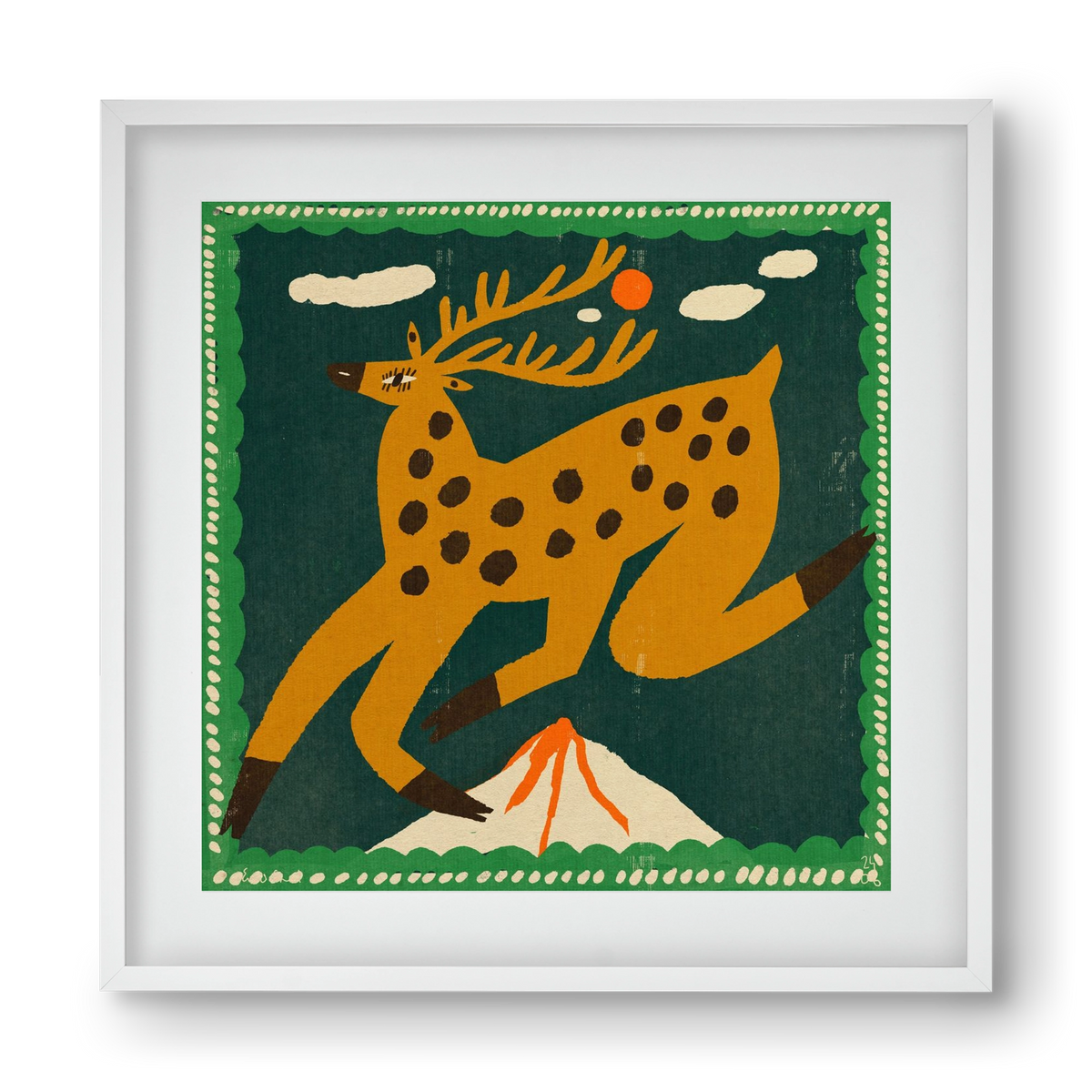Magic deer, 40x40 cm (30x30 cm), Fehér keret, paszpartuval