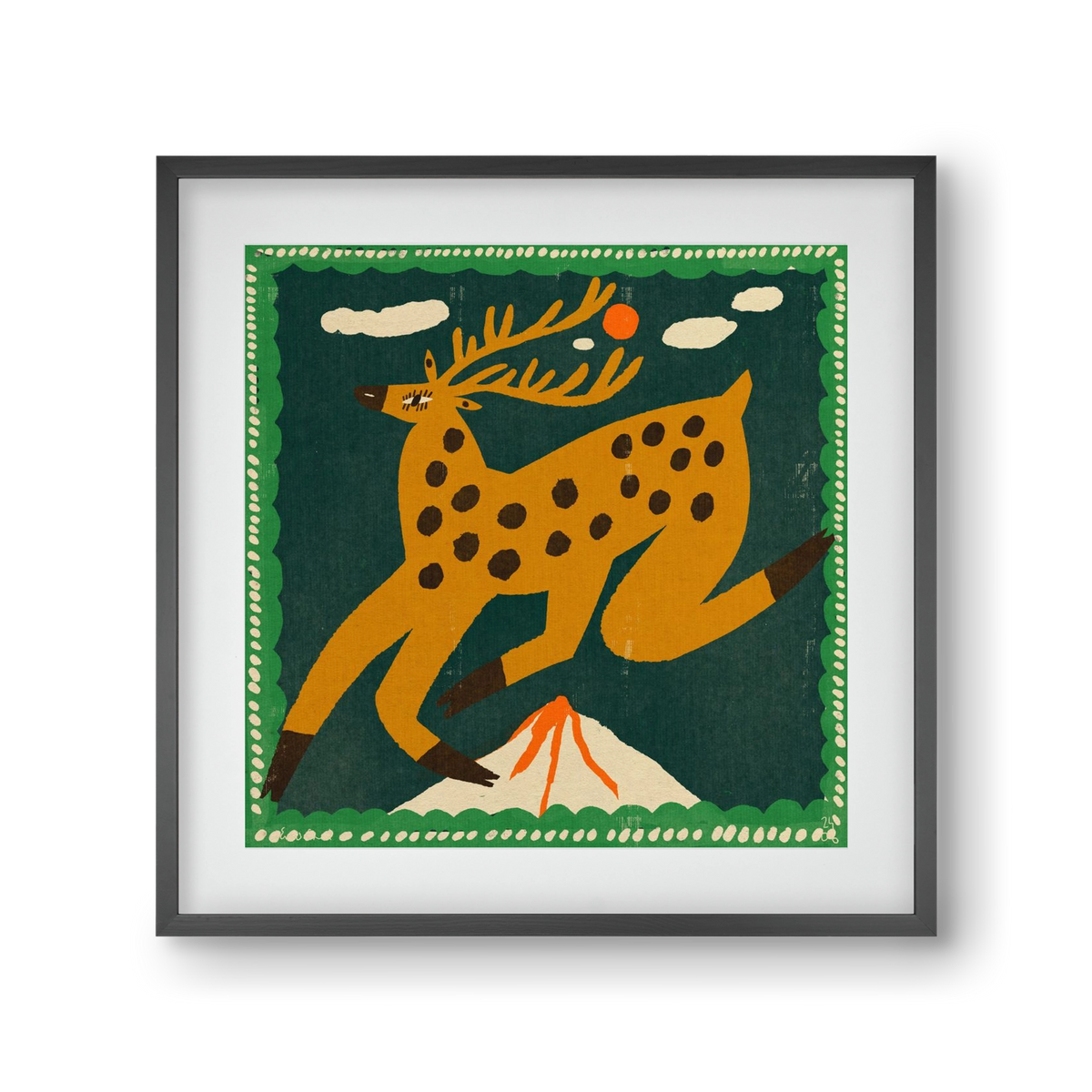 Magic deer, 30x30 cm (20x20 cm), Fekete keret, paszpartuval