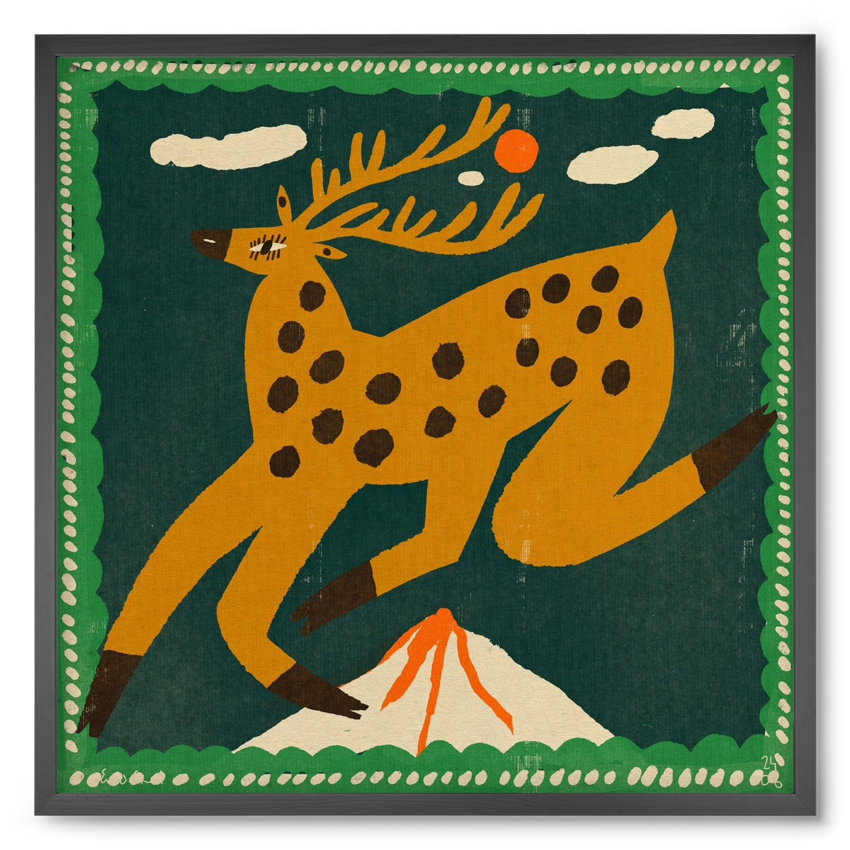 Magic deer, 50x50 cm (50x50 cm), Fekete keret