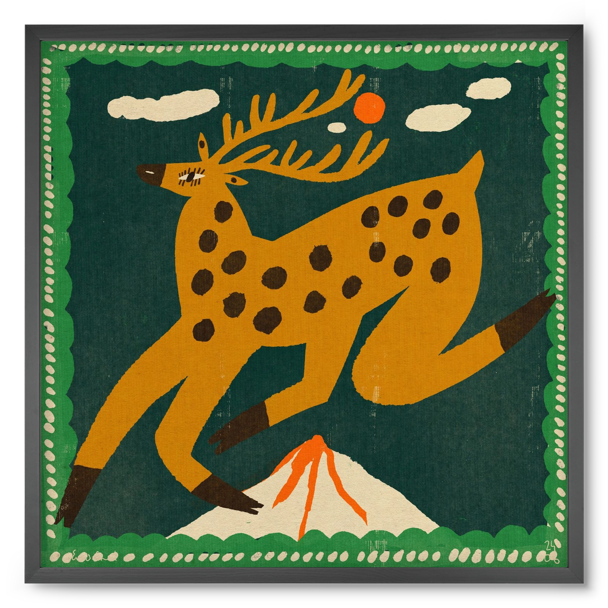 Magic deer, 50x50 cm (50x50 cm), Fekete keret