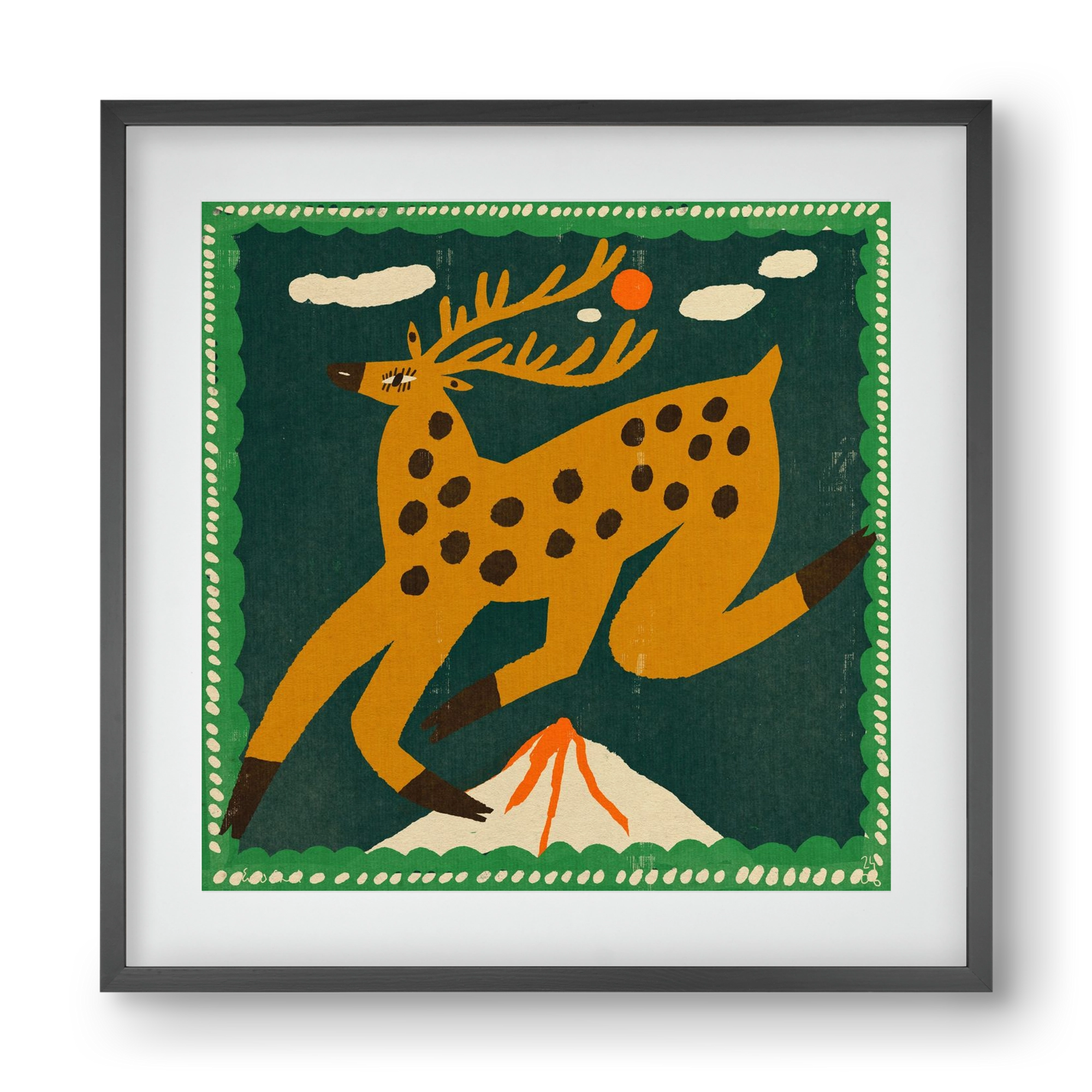 Magic deer, 40x40 cm (30x30 cm), Fekete keret, paszpartuval